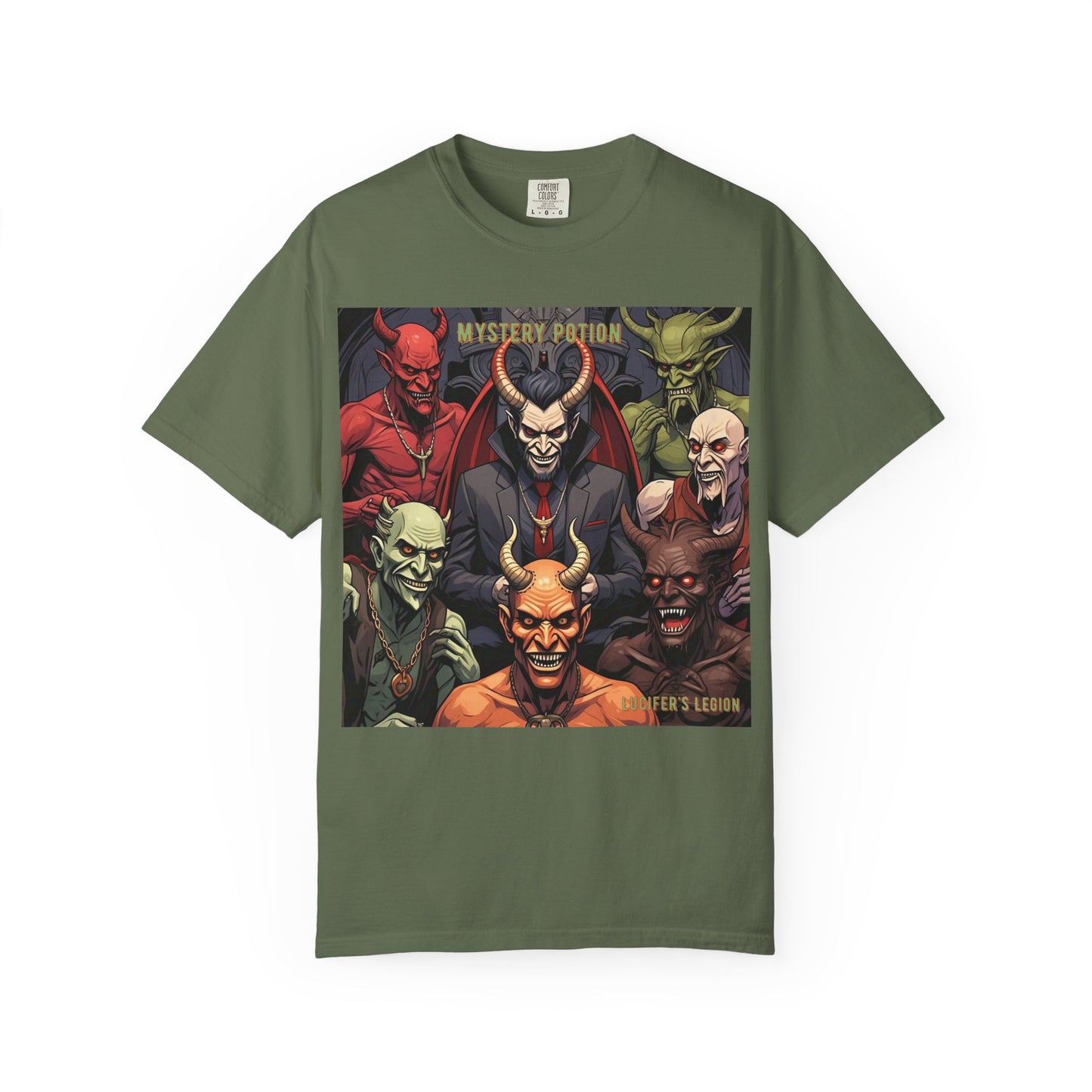 'Lucifer's Legion' by Mystery Potion, Unisex T-Shirt, Devil-Inspired Tee, Halloween Shirt, Comic Book Merch, Gift for Fans