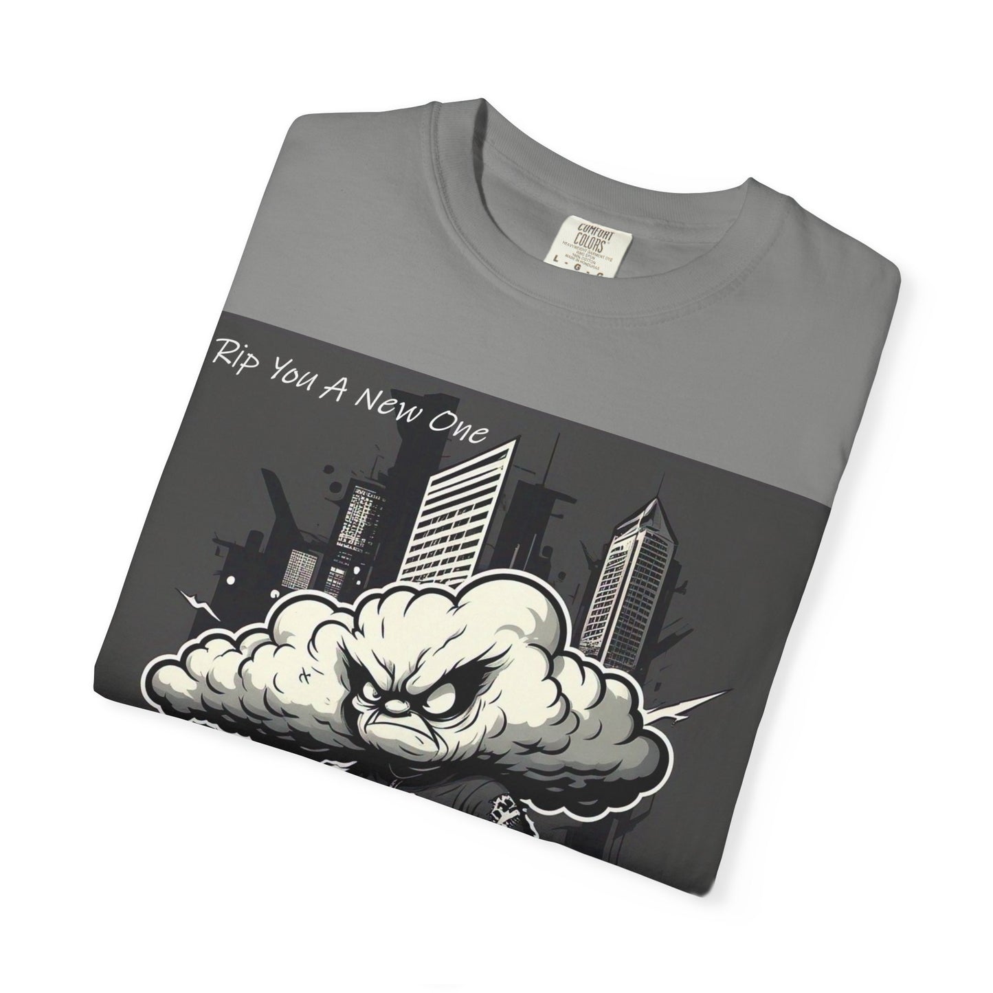 'When The Wind Blows Strong' by Rip You A New One, Urban Angry Cloud Graphic Tee, Cool Casual Wear, Street Style Unisex Shirt, Perfect Gift for Comics Lovers, Everyday Comfort