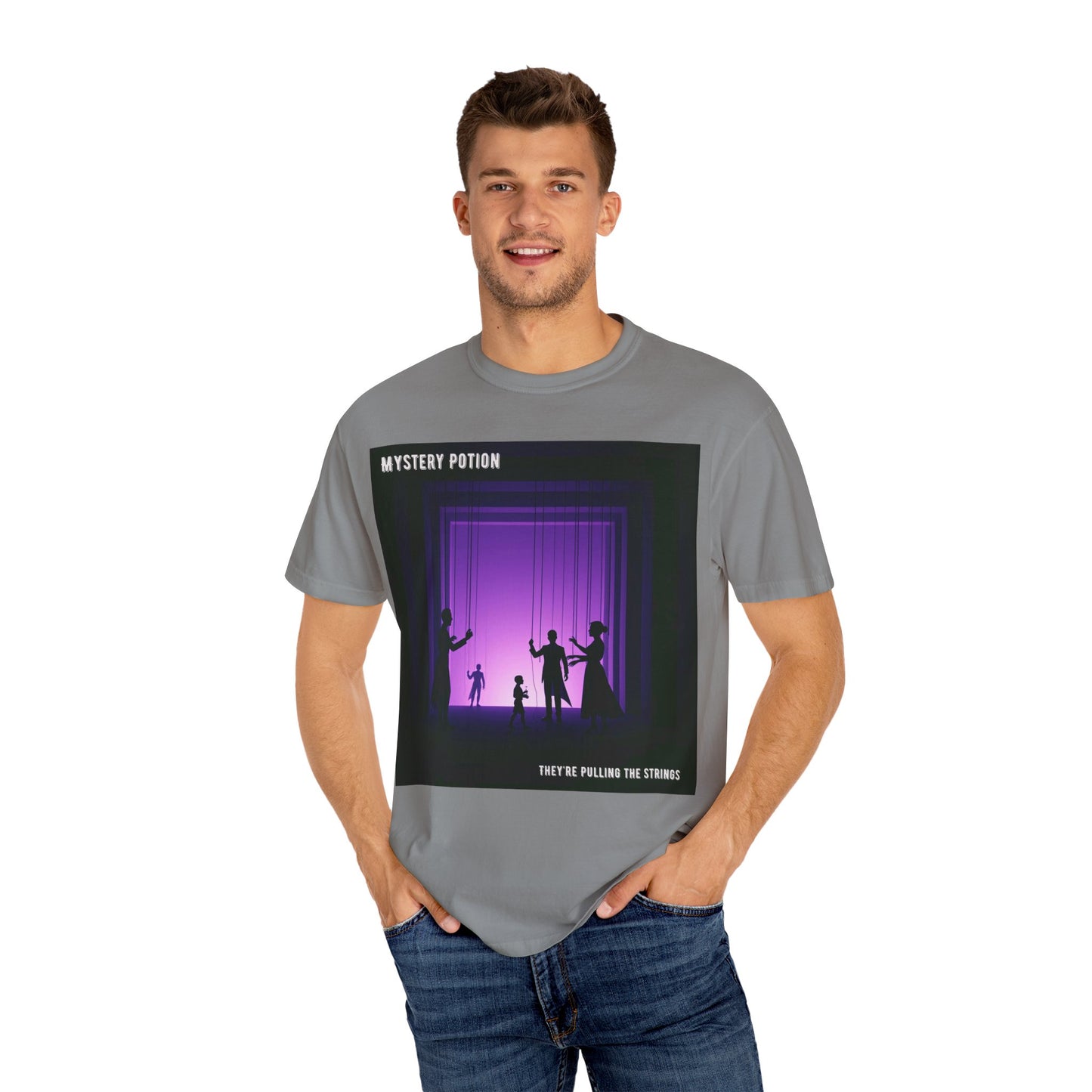 'They're Pulling the Strings' by Mystery Potion, Unisex T-Shirt - Playful Graphic Tee for Creative Souls, Perfect for a Fun Night Out, Gift for Art Lovers, Casual Wear, [...]