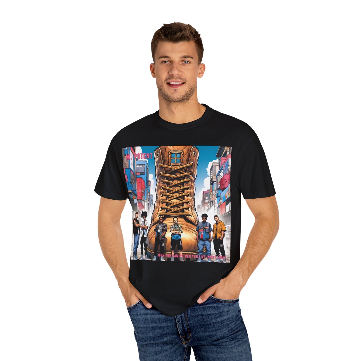 Urban-Inspired "What Can You Do When You Live In A Shoe?" Graphic Tee, Streetwear T-shirt, Casual Wear, Hip Hop Fashion, Birthday Gift, Unisex T-shirt with Bold Design