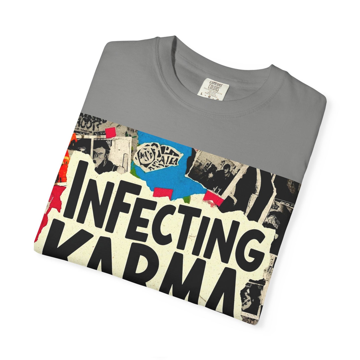 'Infecting Karma' by Mystery Potion,  Mystical Vibes T-shirt Design - Summer Casual Wear, Gift for Friends, Festival Apparel, Unique Statement Tee