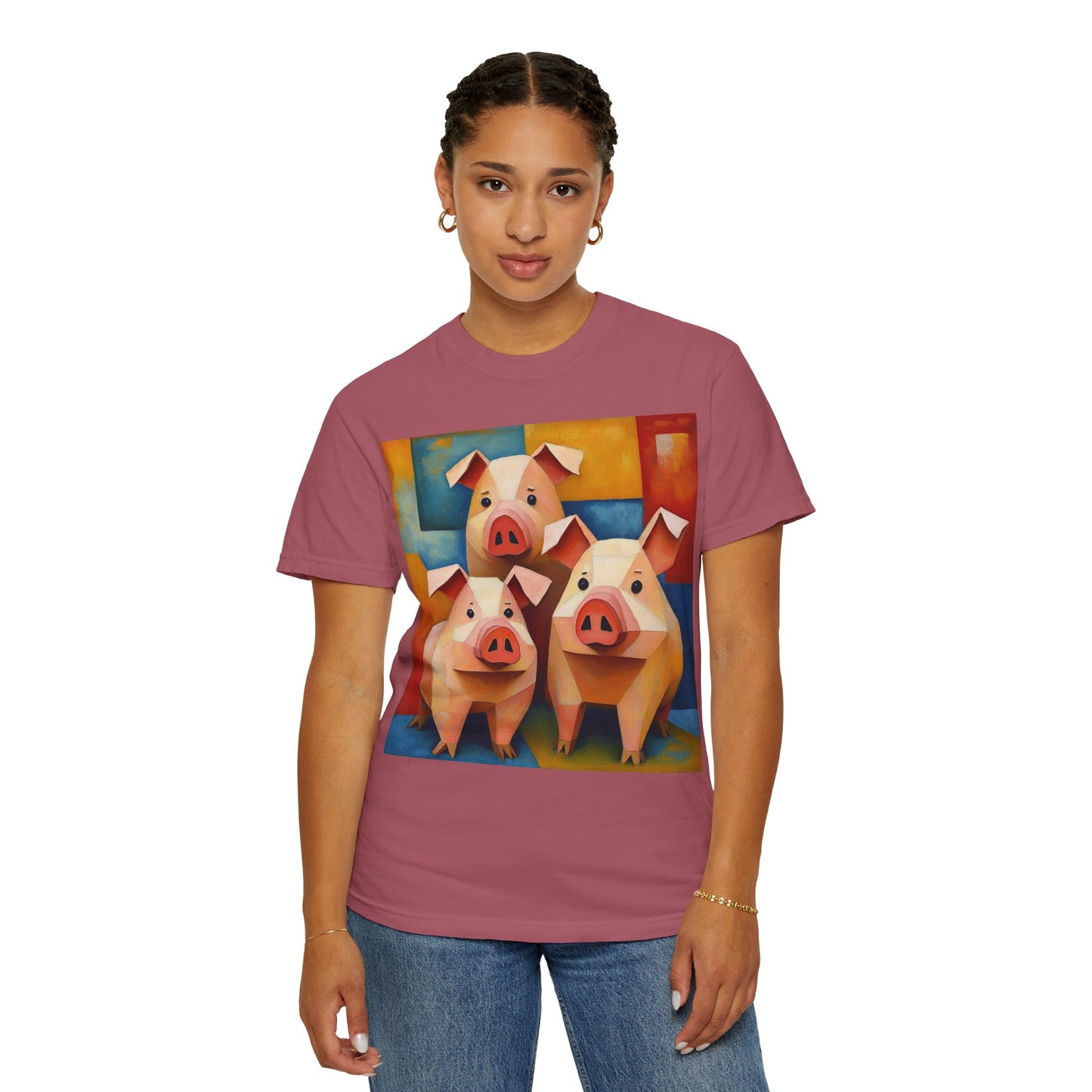Pig Art T-Shirt, Funny Farm Tee, Animal Lover Gift, Unisex Graphic Tee, Cute Farmhouse Style, Casual Everyday Wear