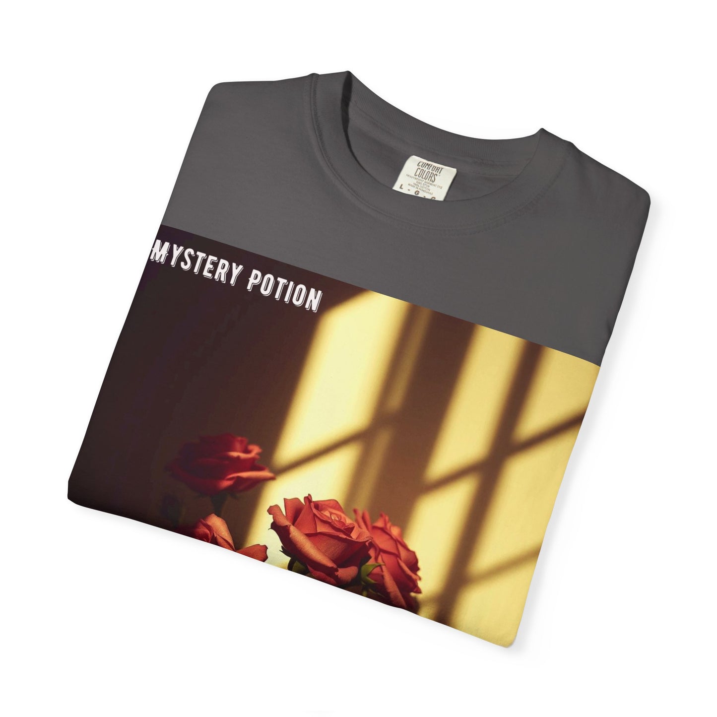 Mystery Potion Garment-Dyed Tee, Vintage Floral T-Shirt, Unisex Plant Lover Shirt, Gift for Her, Aesthetic Graphic Tee
