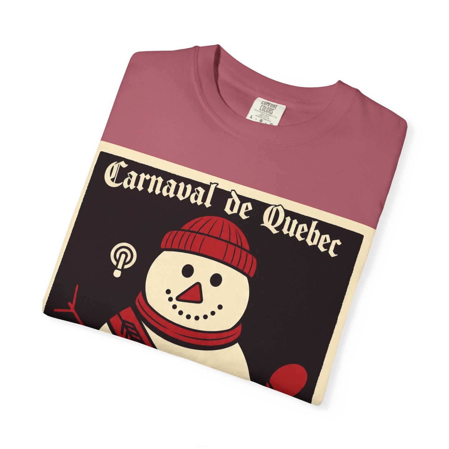 Quebec Carnaval Vintage Snowman Biker Lore Rocker T-Shirt, Cozy Winter Apparel, Unisex Snowman Graphic Tee, Festive Celebration Shirt, Winter Holiday Gift