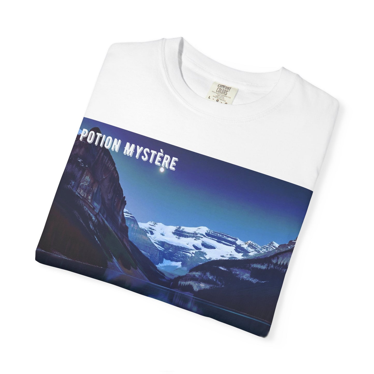 Mystical Lake Louise T-Shirt, Unisex Garment-Dyed Tee, Nature Lover Gift, Serenity in Adventure Apparel, Travel Fashion, Cool Summer Shirt