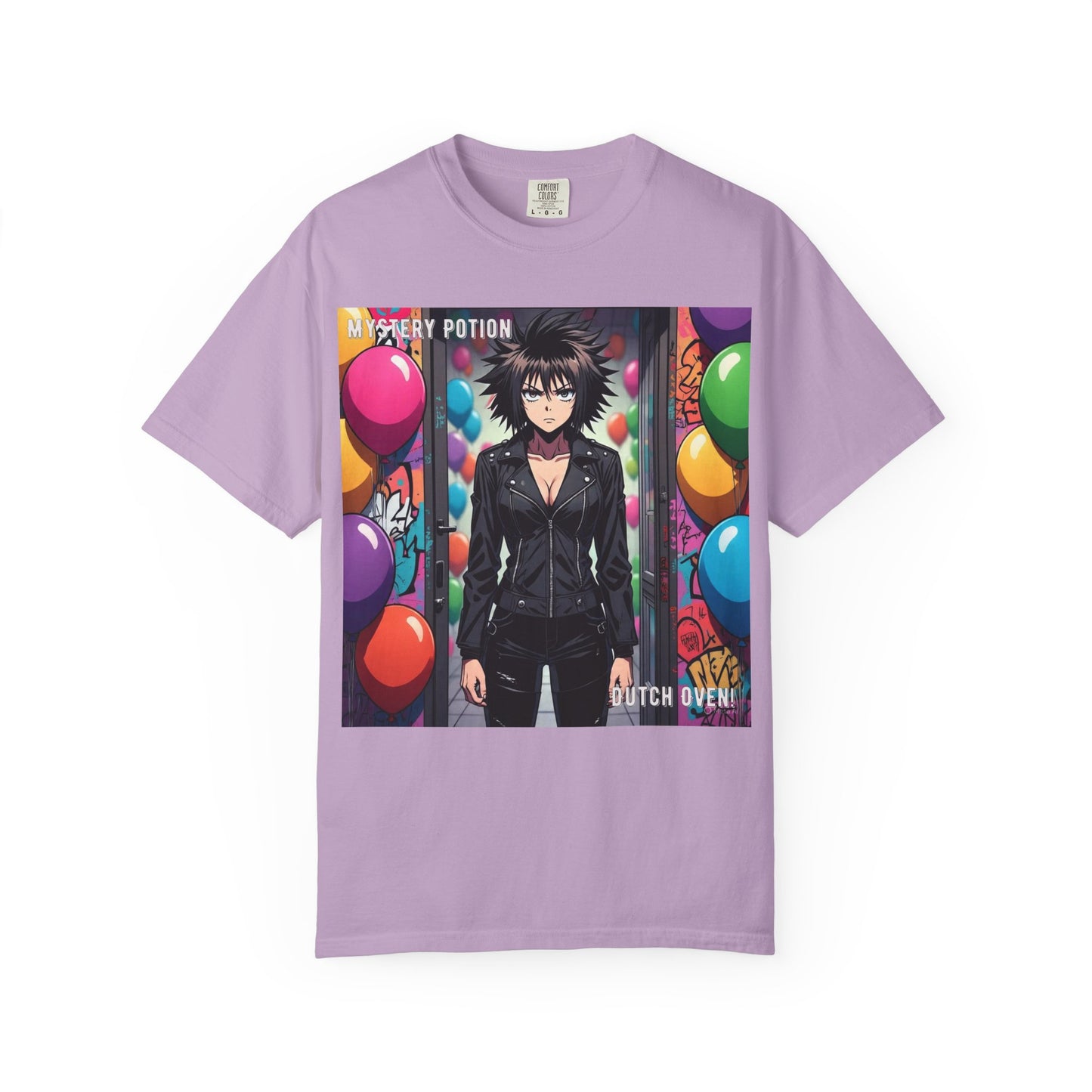 Mystery Potion's 'Dutch Oven', Whimsical Grabber Style Anime Graphic T-shirt featuring Bold Art, Anime Style Tee, Unisex Casual Wear, Gift for Friends, Trendy Statement Shirt