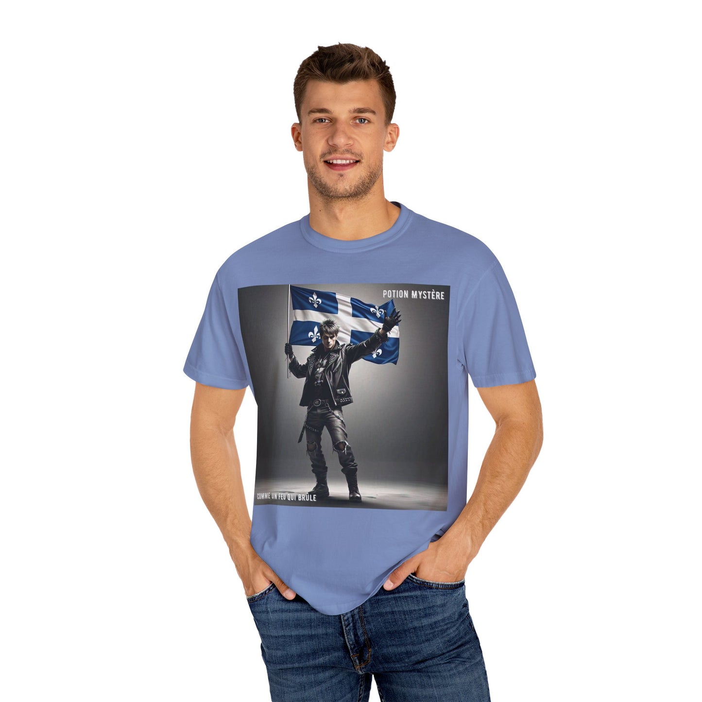 Vibrant Unisex Garment-Dyed T-Shirt, Cozy Casual Wear, Perfect Gift for Men & Women, Statement Tee for Quebec Patriotic Celebrations