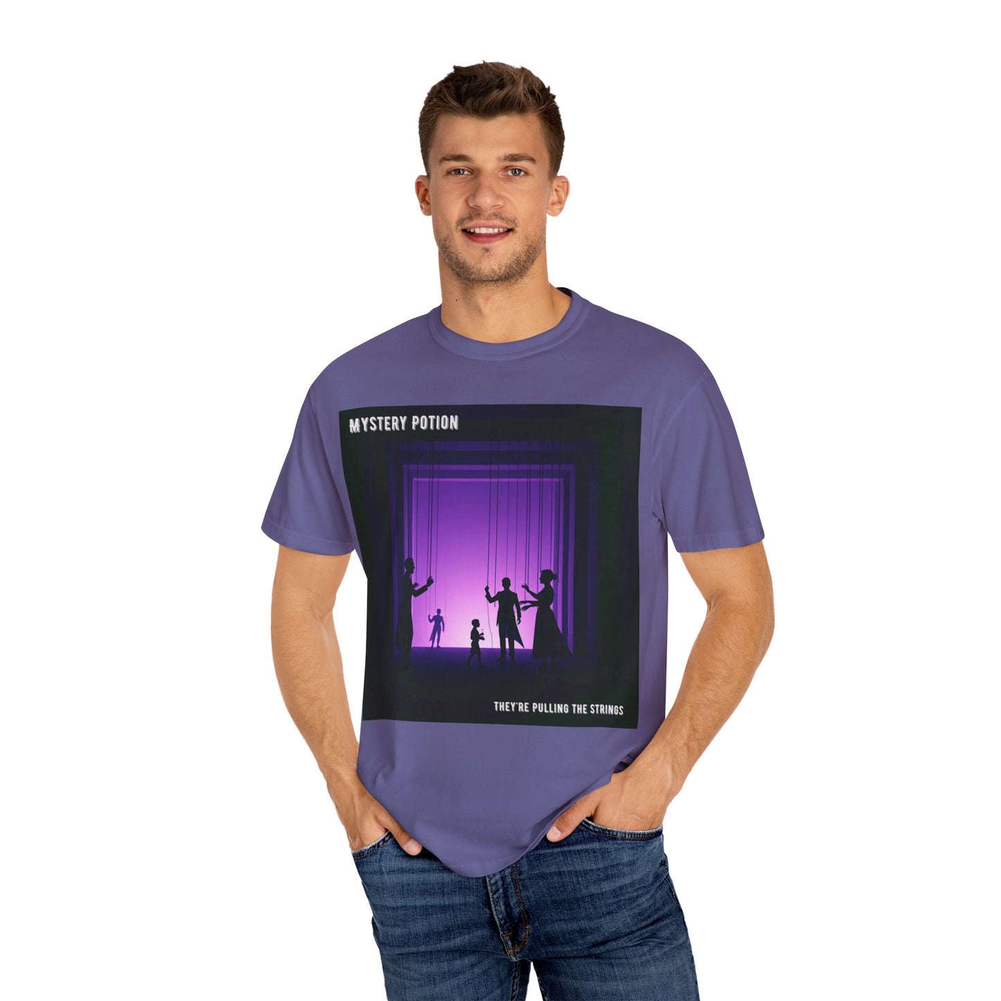 'They're Pulling the Strings' by Mystery Potion, Unisex T-Shirt - Playful Graphic Tee for Creative Souls, Perfect for a Fun Night Out, Gift for Art Lovers, Casual Wear, [...]