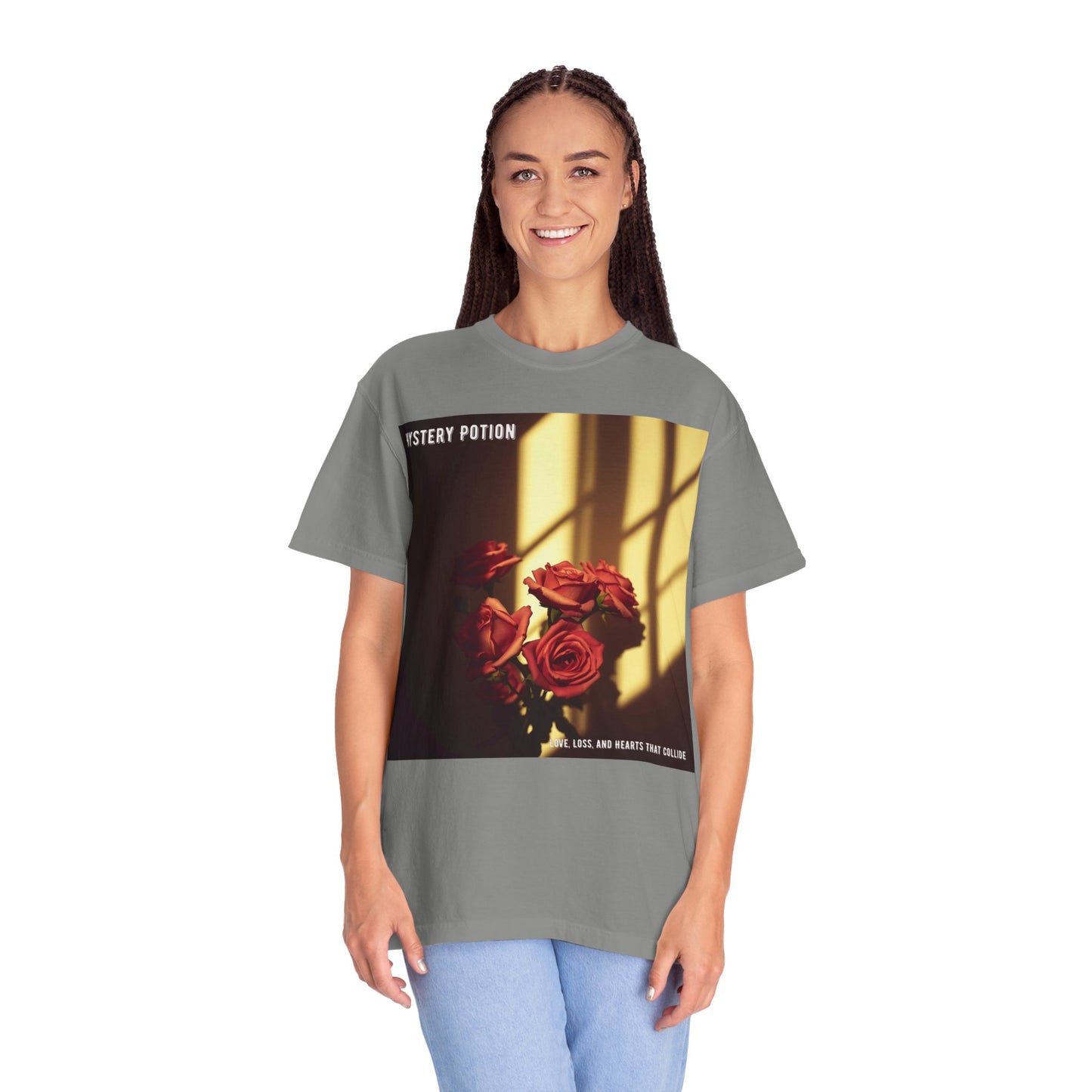 Mystery Potion Garment-Dyed Tee, Vintage Floral T-Shirt, Unisex Plant Lover Shirt, Gift for Her, Aesthetic Graphic Tee