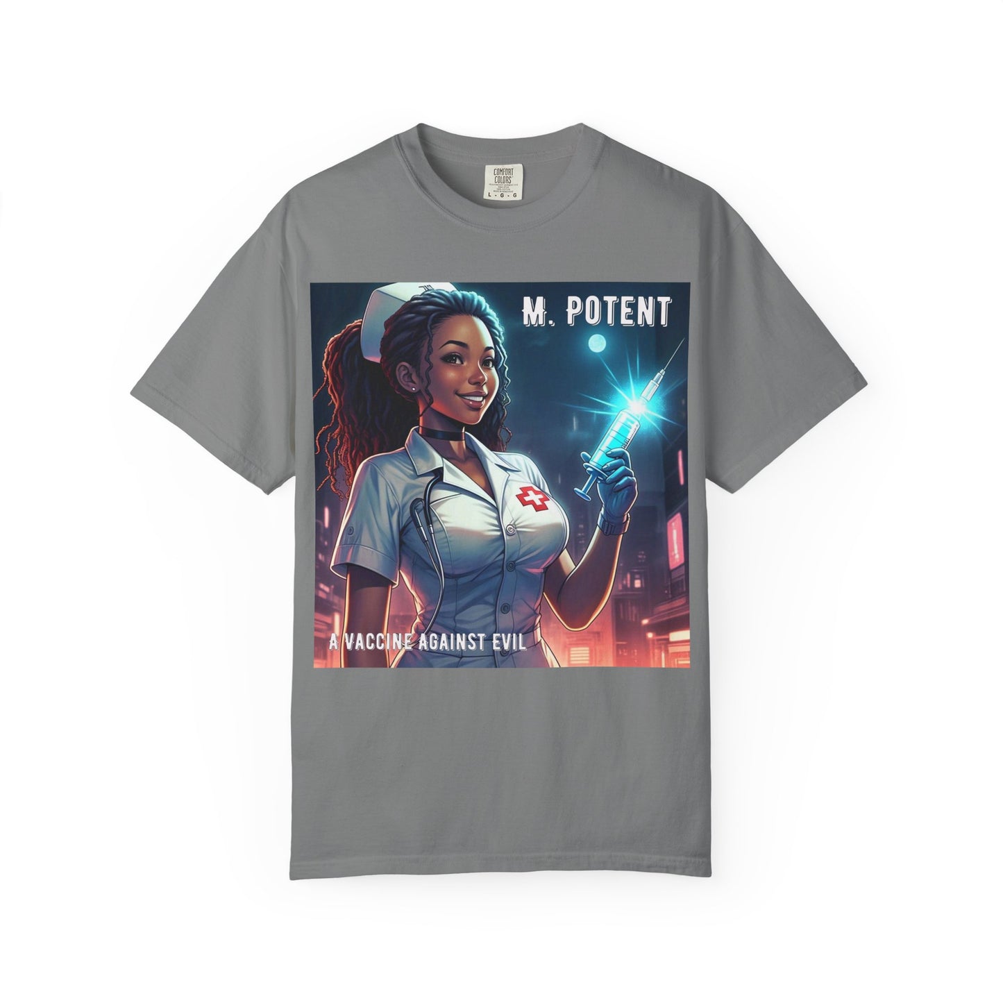 M. Potent's 'A Vaccine Against Evil', Medicine-Themed Unisex T-Shirt, Positive Vibes, Great for Nurses, Vaccination Awareness, Gift for Healthcare Workers