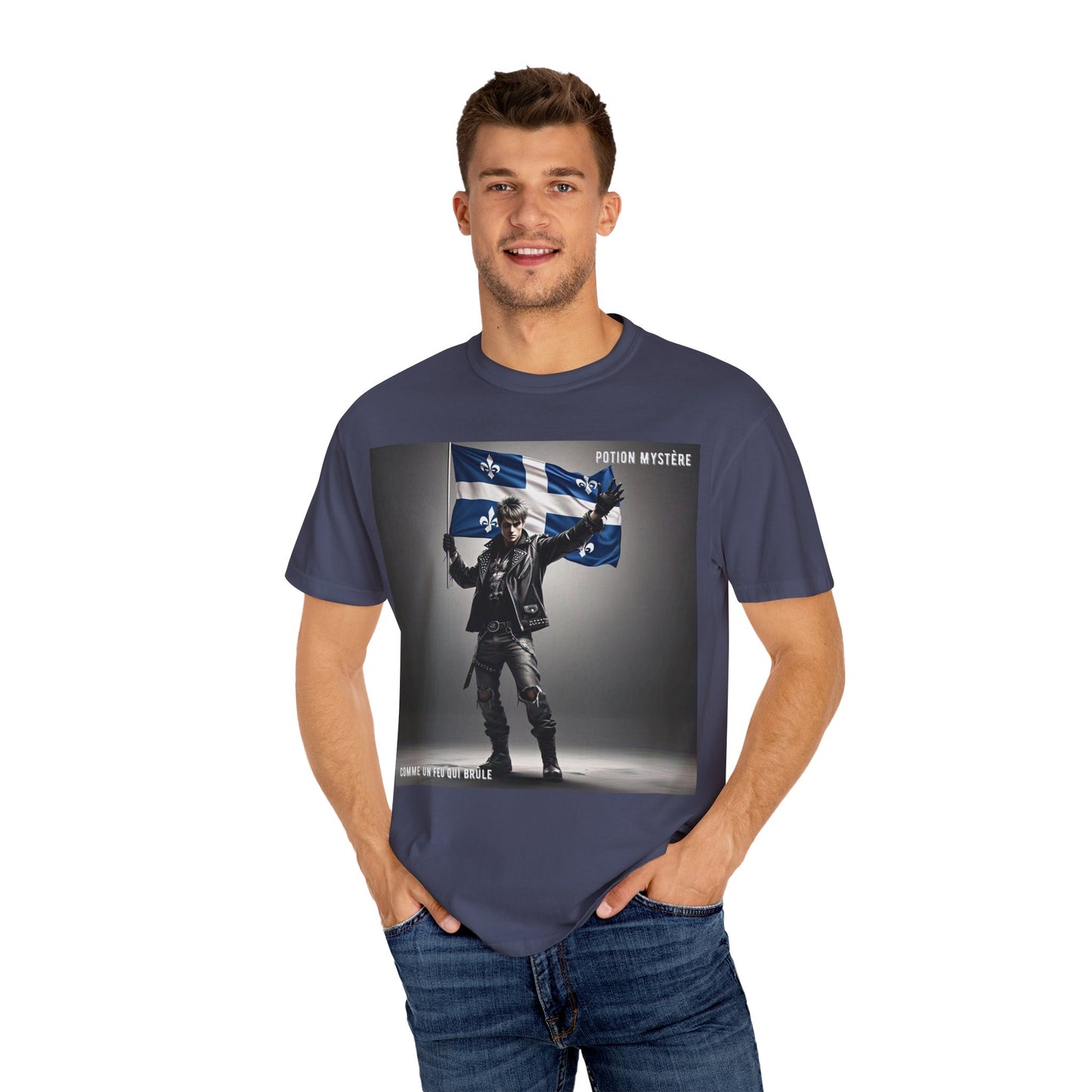 Vibrant Unisex Garment-Dyed T-Shirt, Cozy Casual Wear, Perfect Gift for Men & Women, Statement Tee for Quebec Patriotic Celebrations