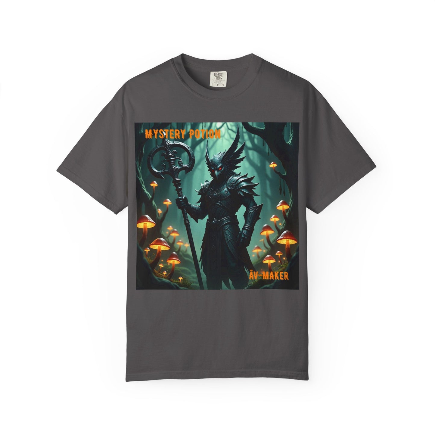 Mystical Āv-Maker Unisex Garment-Dyed T-shirt, Fantasy Apparel, Gift for Gamers, Witchy T-shirt, Mystery Potion Design, Unisex Tee