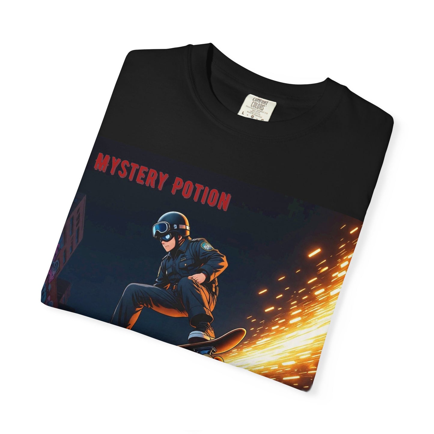 'Stop! He's A Cop!' by Mystery Potion, Skateboard Hardcore Punk T-shirt, Cozy Graphic Tee, Perfect Gift for Skaters, Unisex Streetwear Shirt, Trendy Casual Wear