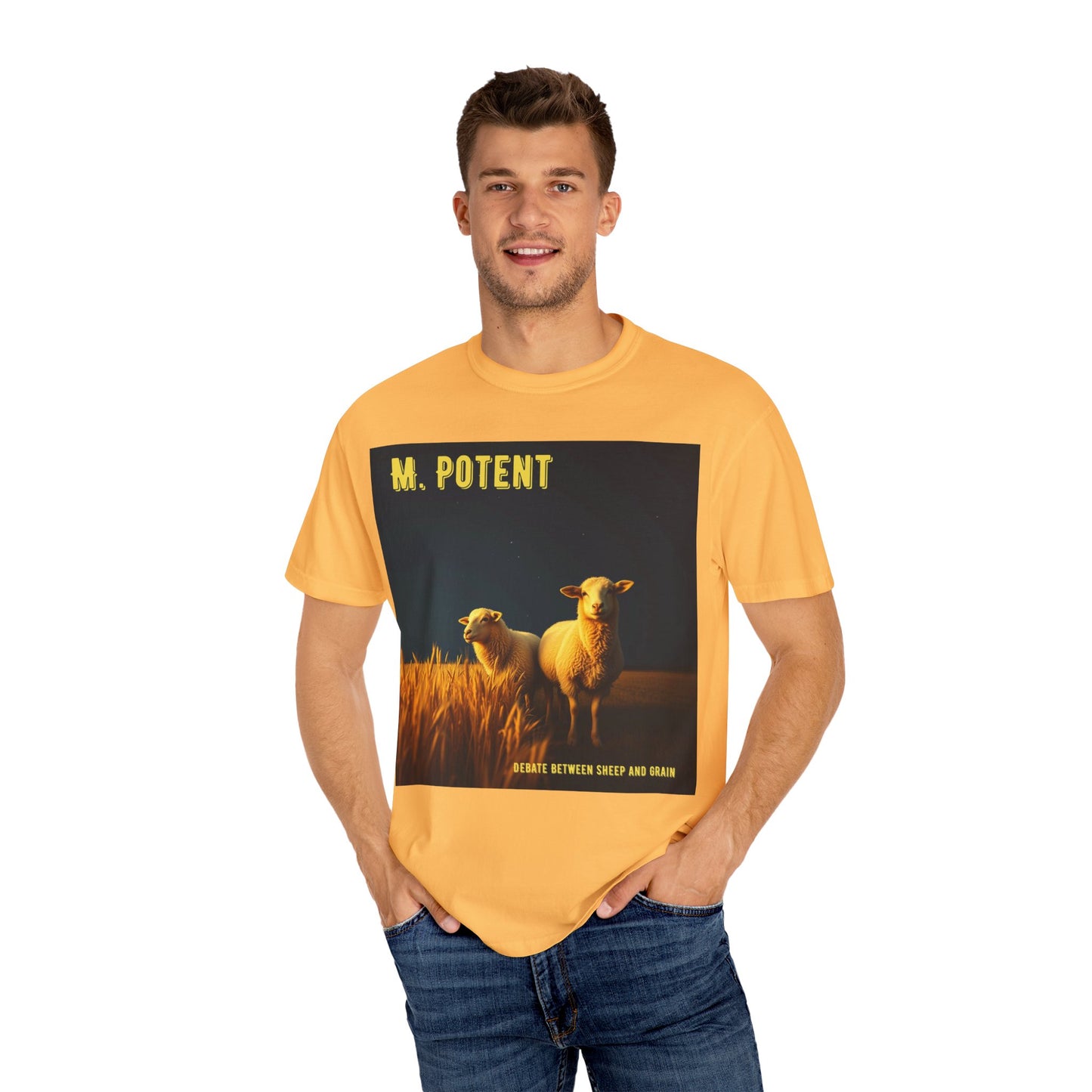 Debate Between Sheep and Grain by M. Potent, Sheep Graphic T-Shirt, Unisex Fashion Top, Farm Life Tee, Gift for Animal Lovers, Casual Everyday Wear
