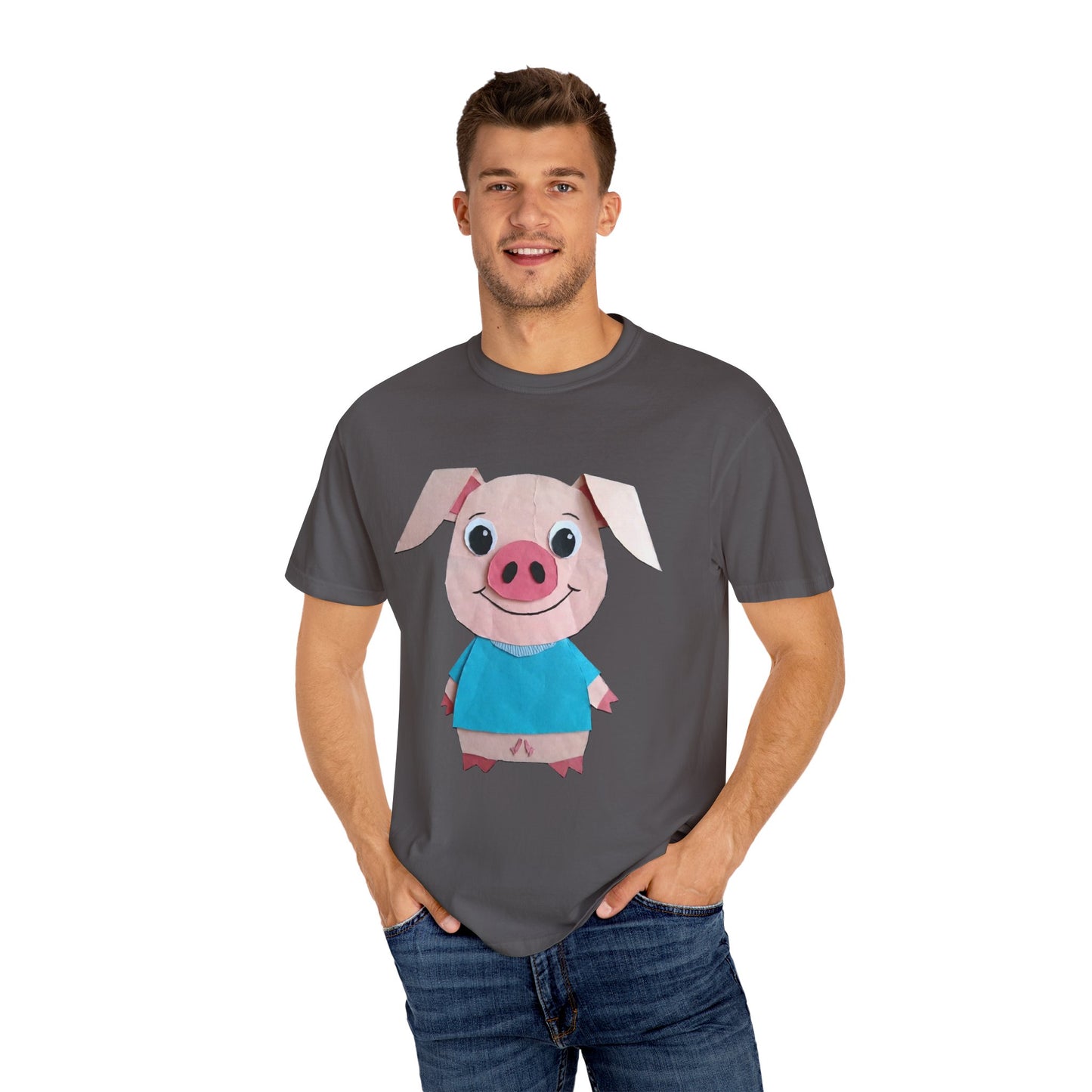 Cute Pig Character T-Shirt, Animal Lover Gift, Funny Graphic Tee, Casual Wear, Farm Themed Shirt