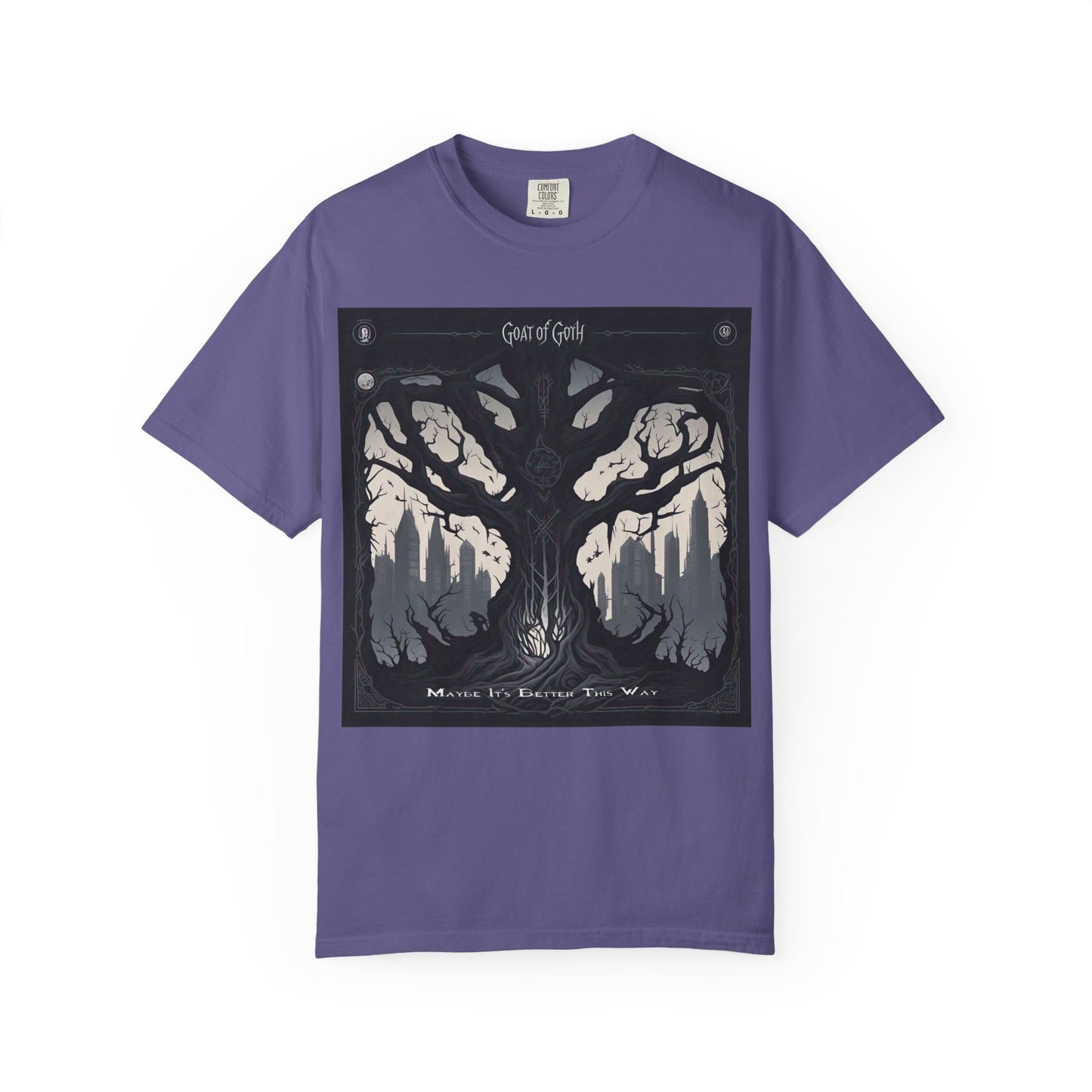 Gothic Tree T-Shirt, GOAT of Goth Unisex Cotton Tee for Nature Lovers, Unique Graphic Tee, Perfect for Festivals, Gift for Adventurers, Eco-Friendly Wear