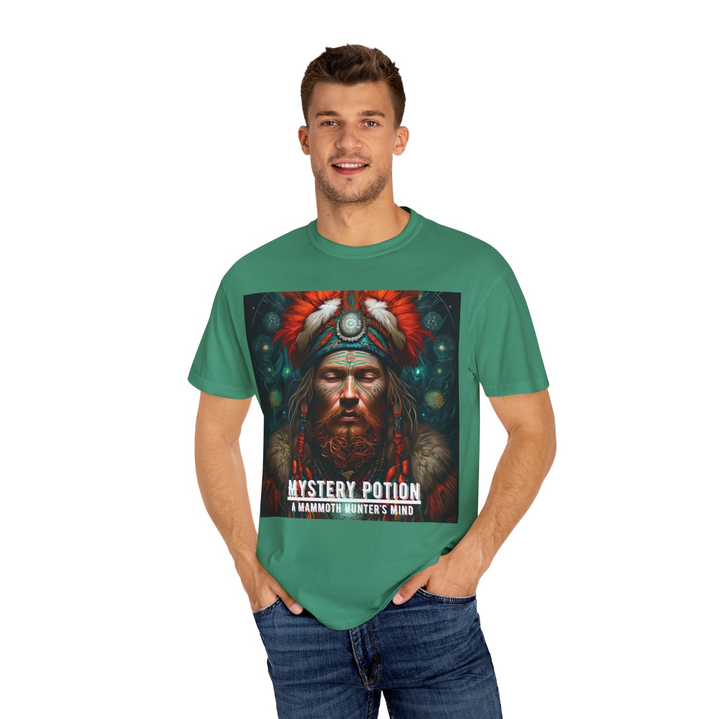 'A Mammoth Hunter's Mind' Mystery Potion Mystical Vintage Inspired Unisex T-Shirt, Cozy Gift for Nature Lovers, Unique Graphic Tee for Festivals, Casual Wear, Statement Shirt