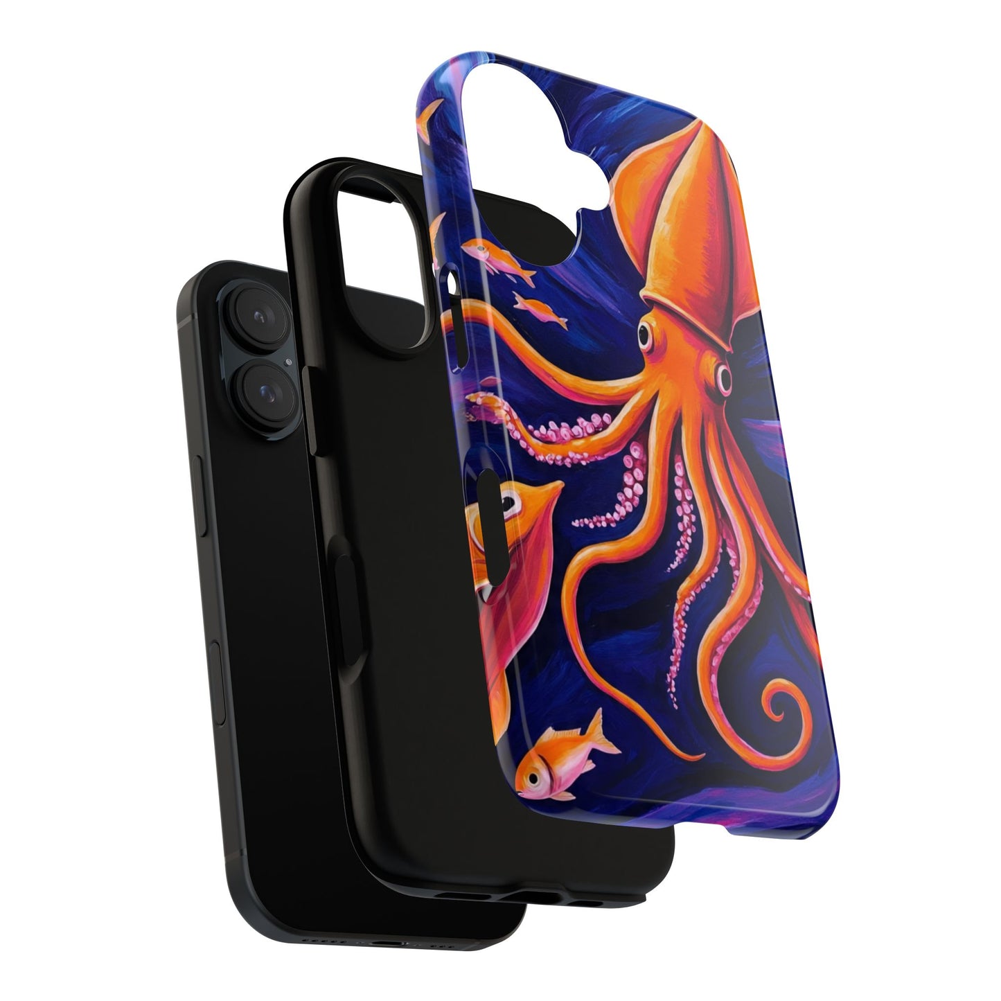 Vibrant Squid Octopus Phone Case, Tough Cases with Marine Life Design, Unique Gift for Ocean Lovers, Art-Inspired Accessory, Perfect for Birthdays