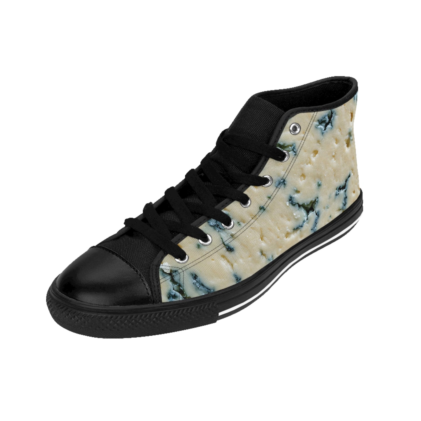 Stylish Blue Cheese High-Top Sneakers, Unique Streetwear Style for Men, Set Expectations, Trendy Gift for Sports Lovers, Versatile Everyday Shoes