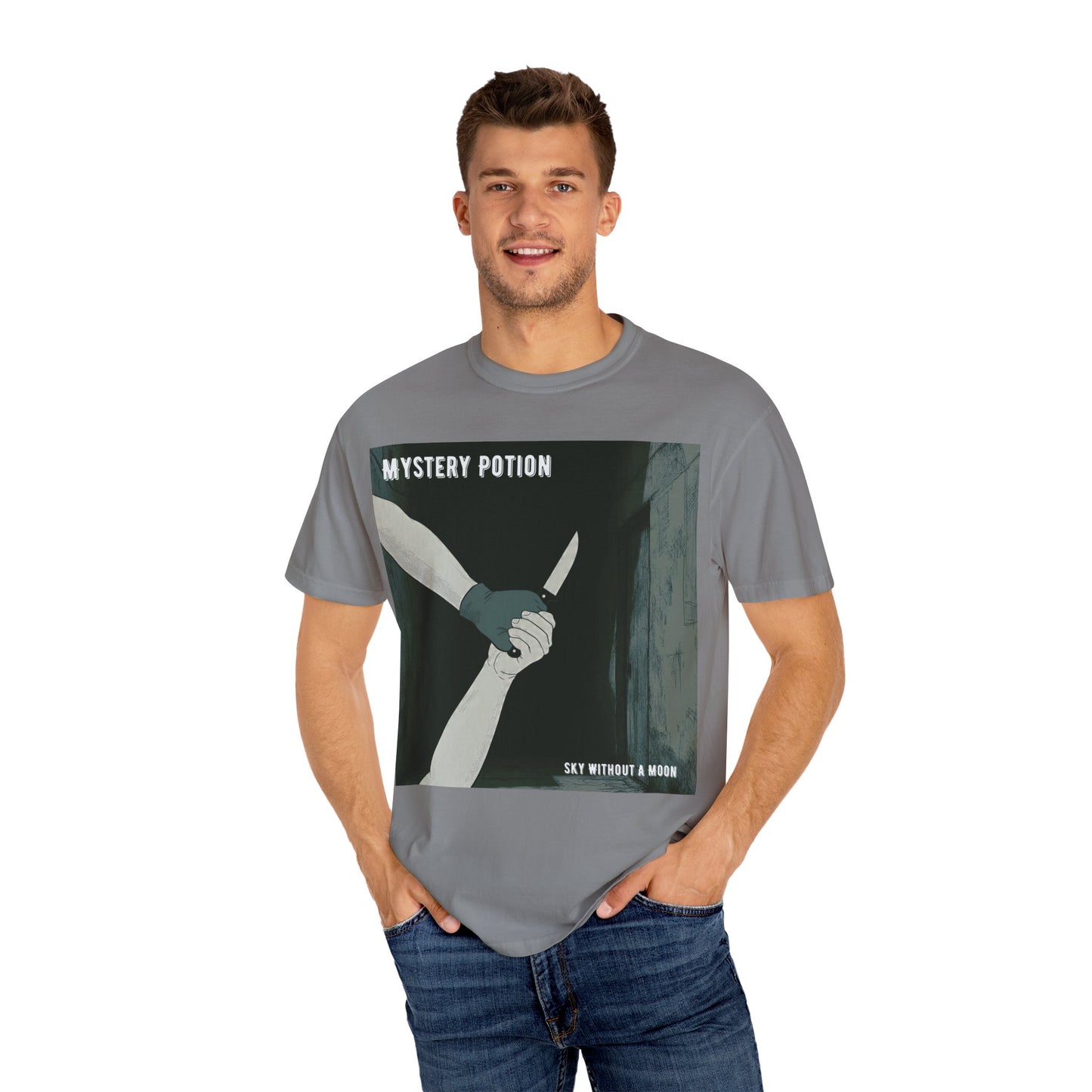 'Sky Without A Moon' by Mystery Potion Graphic Tee | Unisex Casual Wear, Artistic T-shirt, Unique Gift for Friends, Street Style Fashion, Gift for Occasions