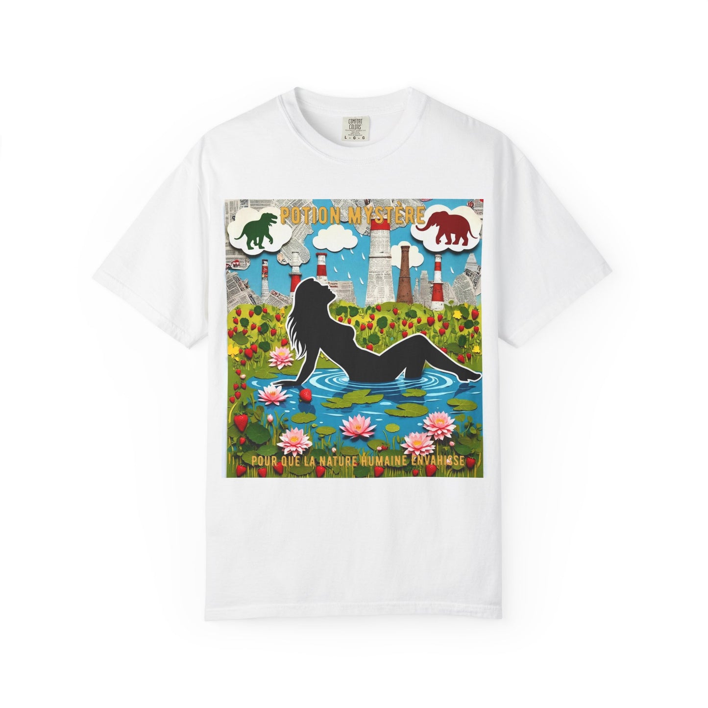'Pour Que La Nature Humaine Envahisse' par Potion Mystère, Nature-Inspired Collage Unisex T-Shirt, Eco-Friendly Tee, Vibrant Graphic Tee, Relaxed Fit Shirt, Summer Casual Wear, Gift for Nature Lovers, Grebo Rock