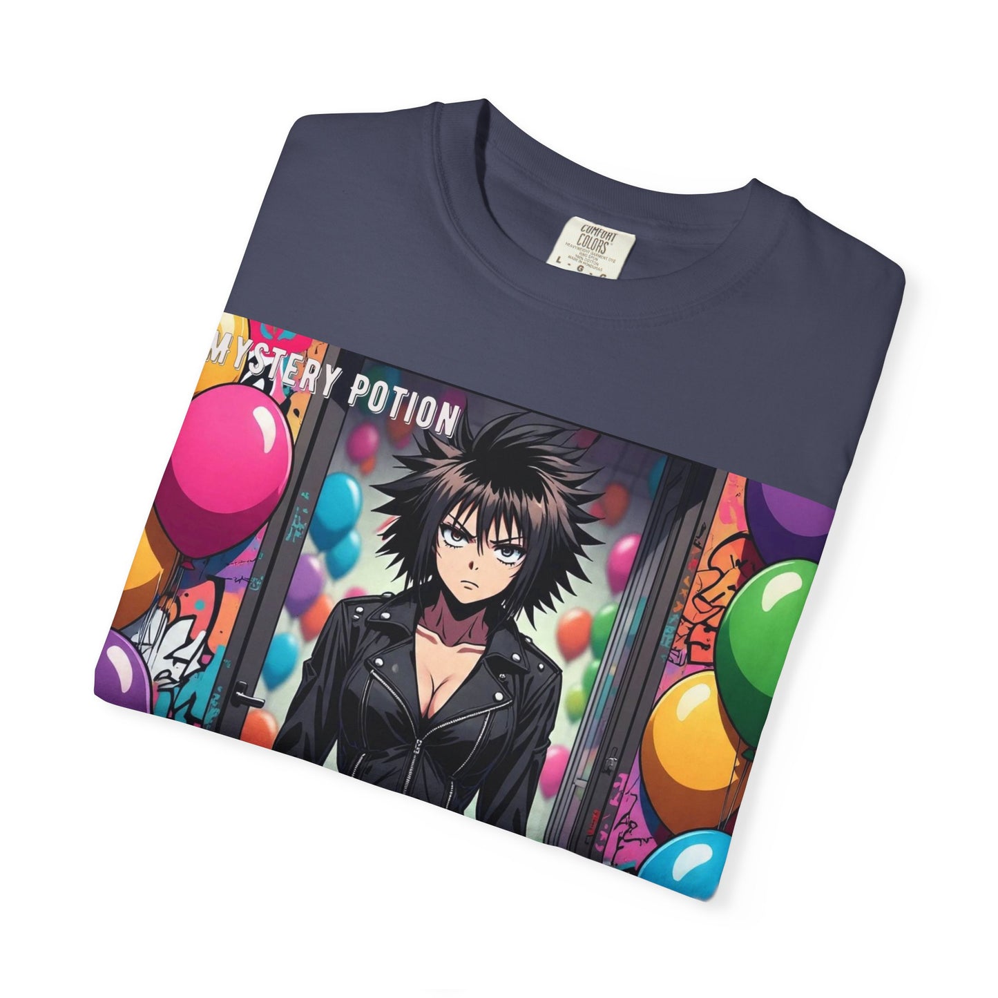 Mystery Potion's 'Dutch Oven', Whimsical Grabber Style Anime Graphic T-shirt featuring Bold Art, Anime Style Tee, Unisex Casual Wear, Gift for Friends, Trendy Statement Shirt