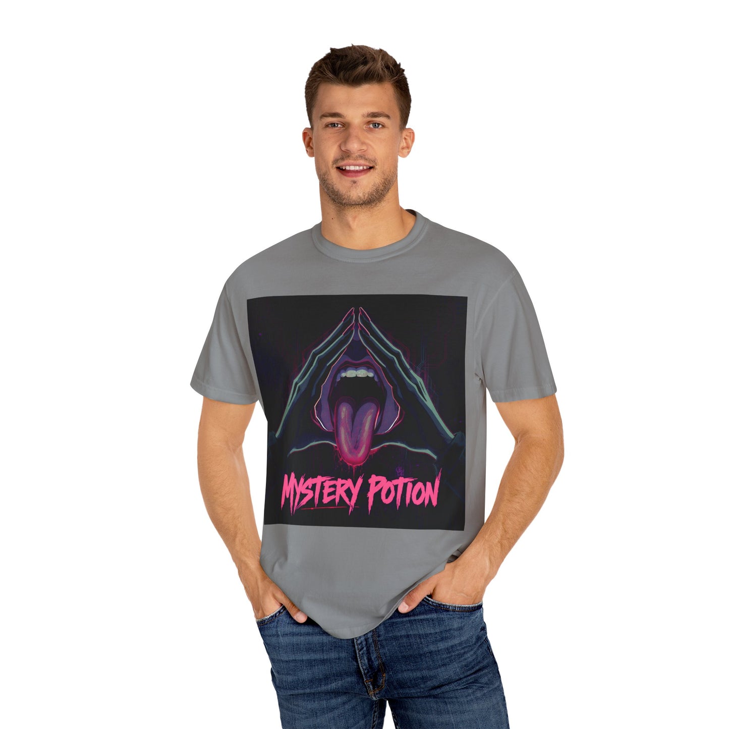 Mystery Potion Graphic Tee, Unisex T-Shirt for Festivals, Gift for Friends, Retro Vibes, Statement Shirt