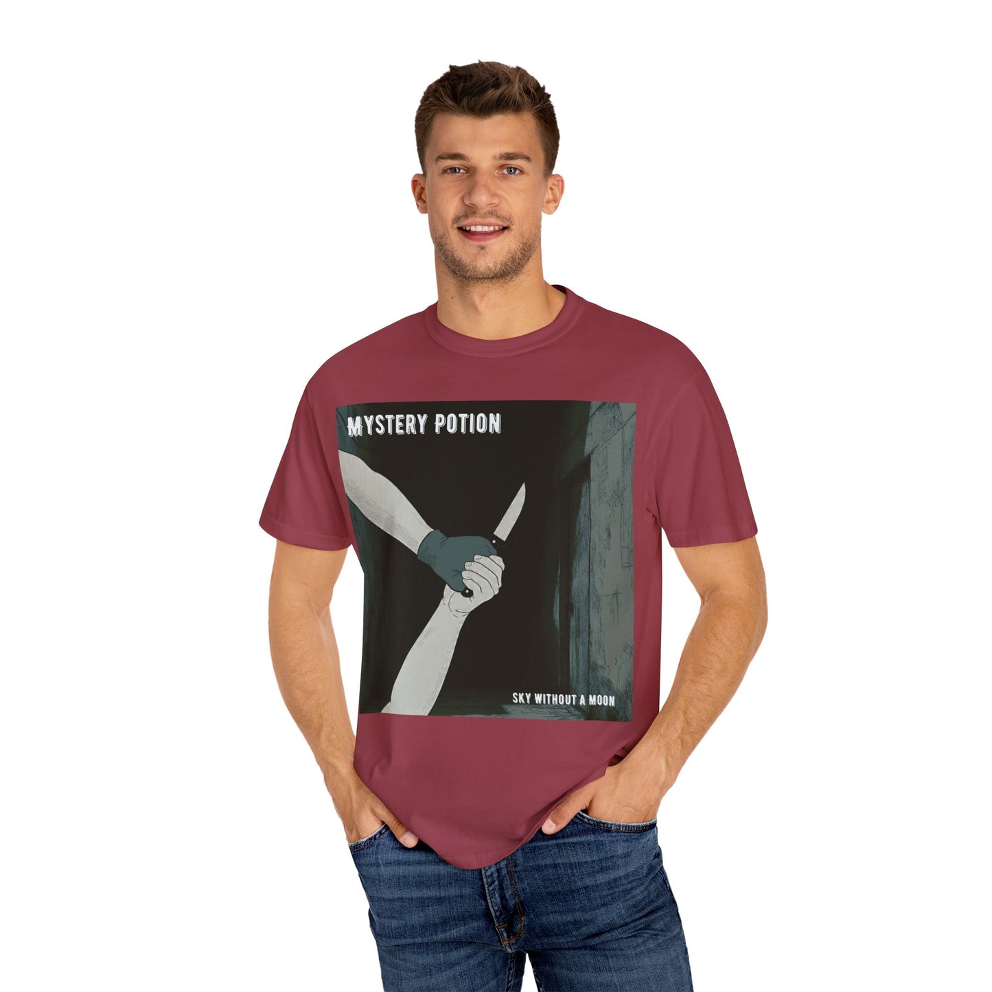 'Sky Without A Moon' by Mystery Potion Graphic Tee | Unisex Casual Wear, Artistic T-shirt, Unique Gift for Friends, Street Style Fashion, Gift for Occasions