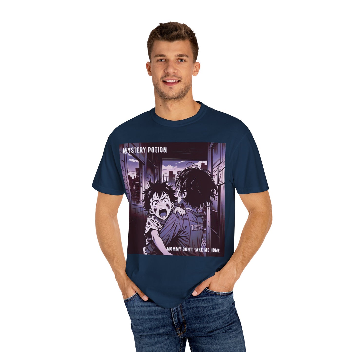 'Mommy Don't Take Me Home' by Mystery Potion, Unisex T-Shirt – Anime Graphic Tee, Casual Wear, Gift for Teens, Pop Culture Apparel, Unique Graphic Tee
