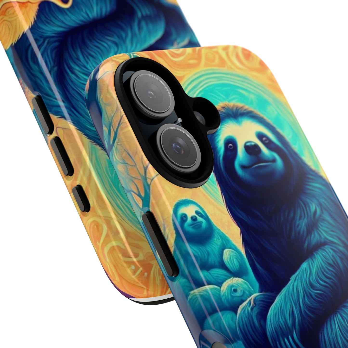 Vibrant Prehistoric Animal Phone Case, Cute Giant Sloth and Mastodon Elephant Design, Unique Gift for Nature Lovers, Colorful Case for Wildlife Enthusiasts