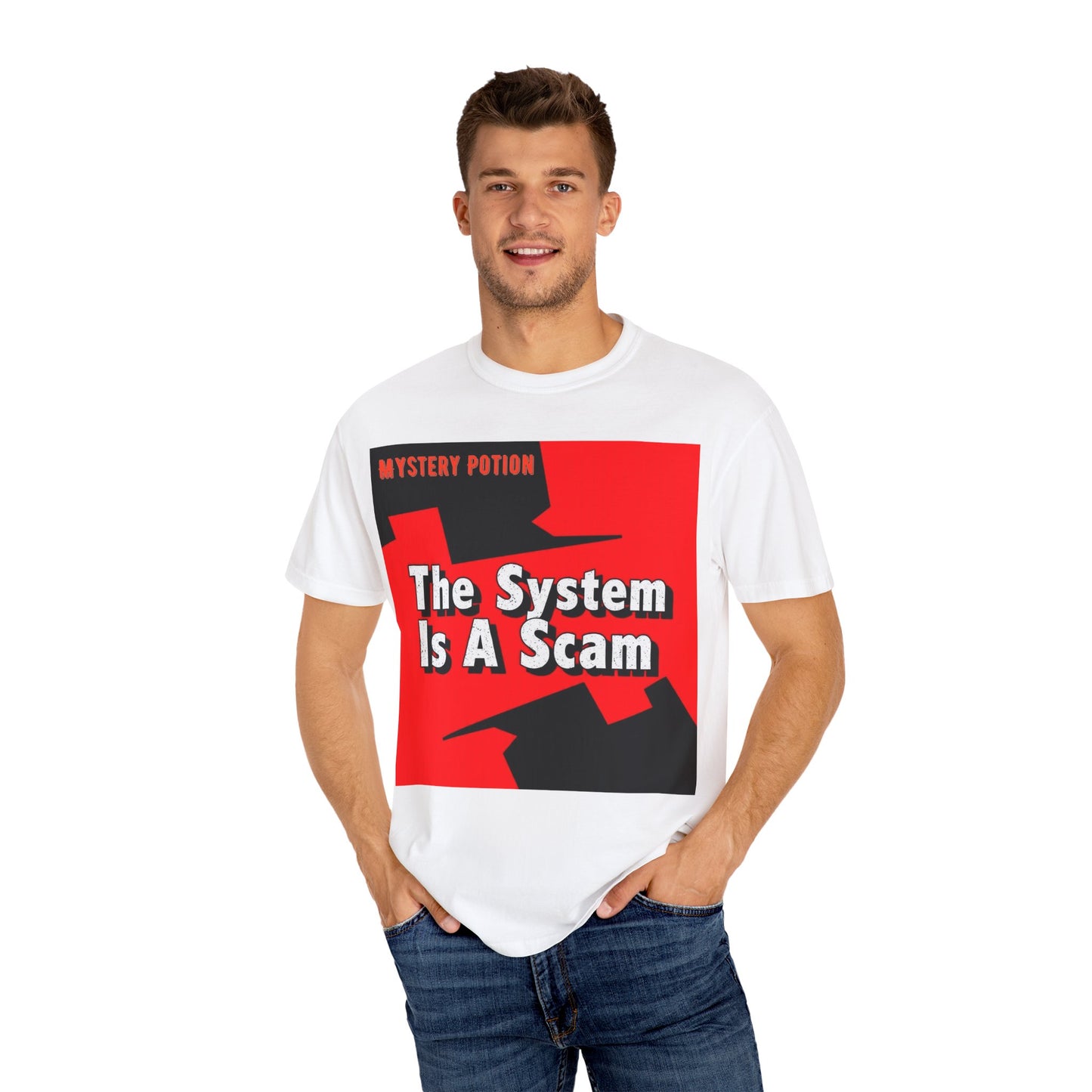 'The System Is A Scam' by Mystery Potion Unisex T-shirt, Casual Wear, Statement Tee, Gift for Activists, Trendy Apparel