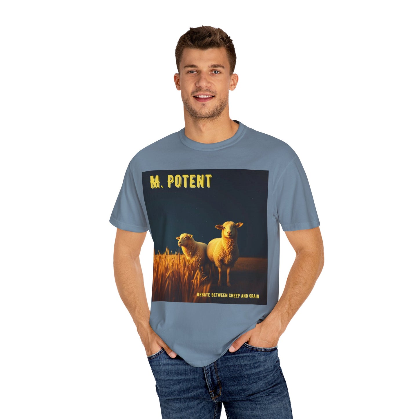 Debate Between Sheep and Grain by M. Potent, Sheep Graphic T-Shirt, Unisex Fashion Top, Farm Life Tee, Gift for Animal Lovers, Casual Everyday Wear