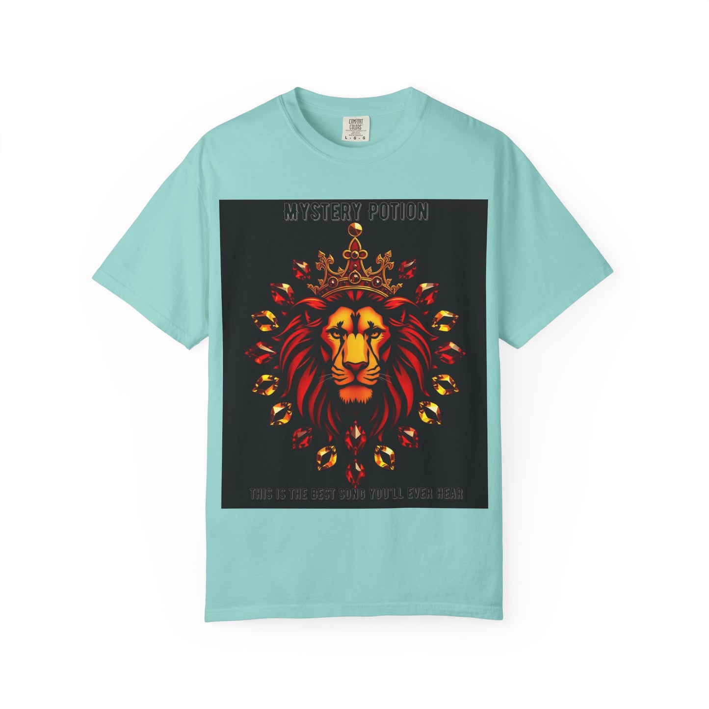 'This Is The Best Song You'll Ever Hear' by Mystery Potion, Bold Graphic Royal Lion T-Shirt, Unisex Tee, Streetwear Style, Gift for Lion Lovers, Perfect for Casual Outings, Unique Clothing