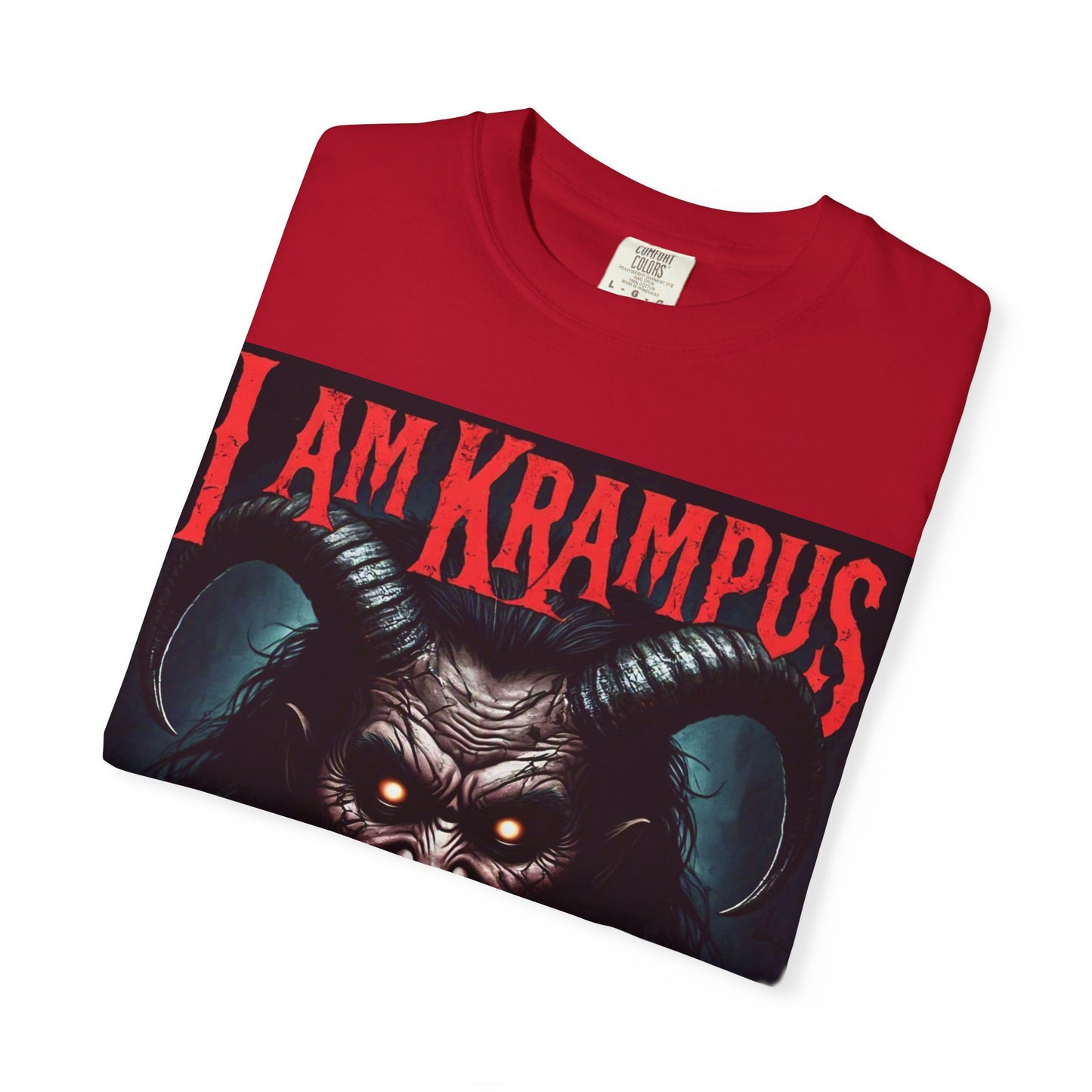 I Am Krampus Unisex Garment-Dyed T-Shirt | Spooky Graphic Tee for Christmas Horror Fans, Gifts, Party Wear, Festival Attire
