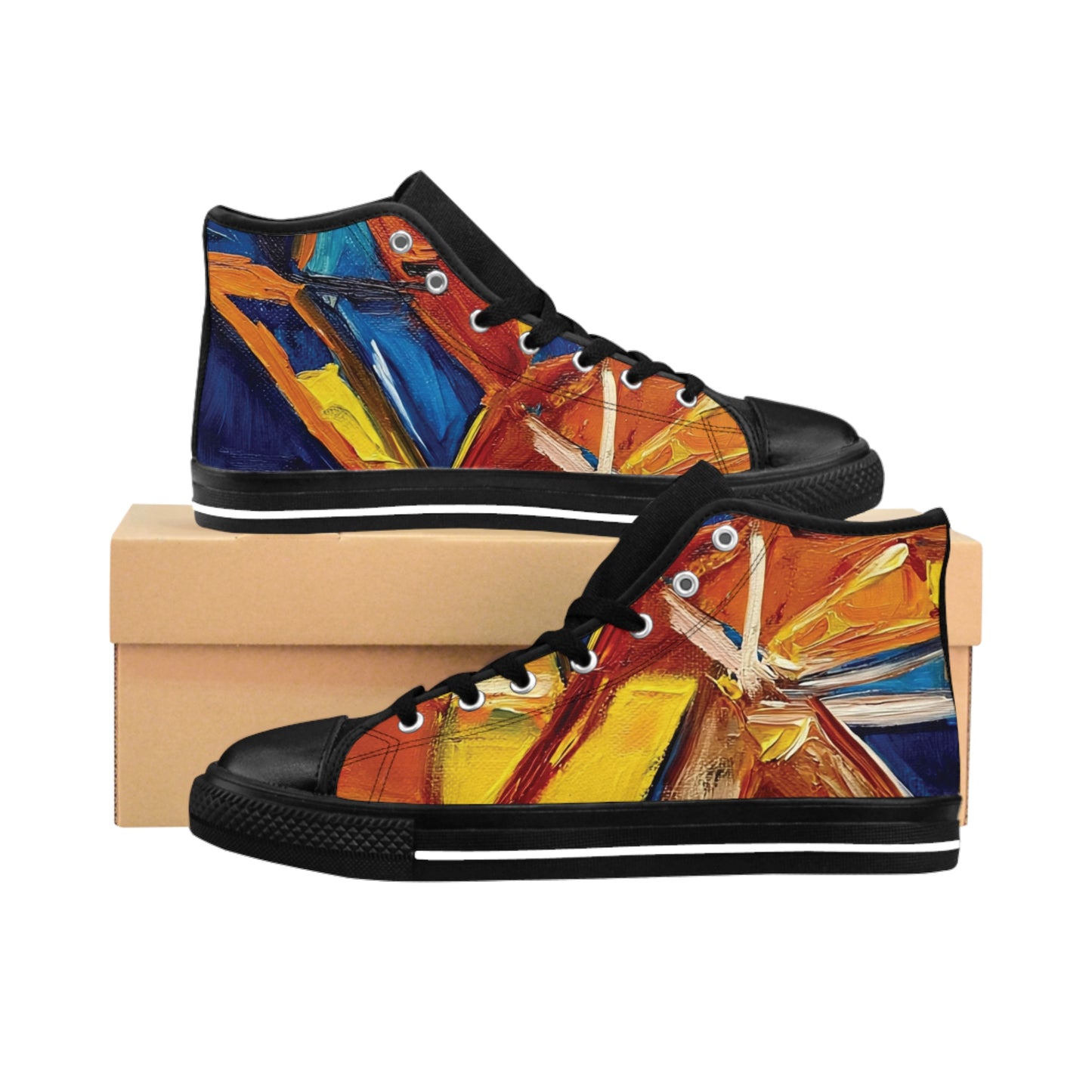 Vibrant Artistic High-Top Sneakers, Colorful Casual Footwear, Unique Gift for Men, Stylish Everyday Sneakers, Comfortable Streetwear