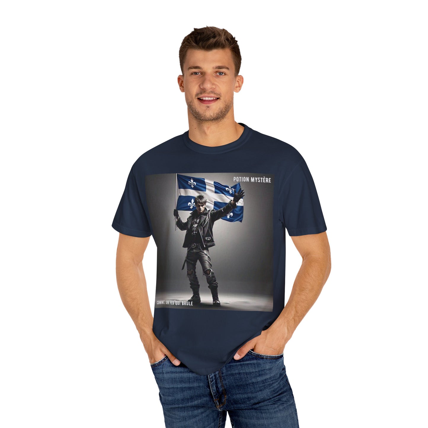 Vibrant Unisex Garment-Dyed T-Shirt, Cozy Casual Wear, Perfect Gift for Men & Women, Statement Tee for Quebec Patriotic Celebrations