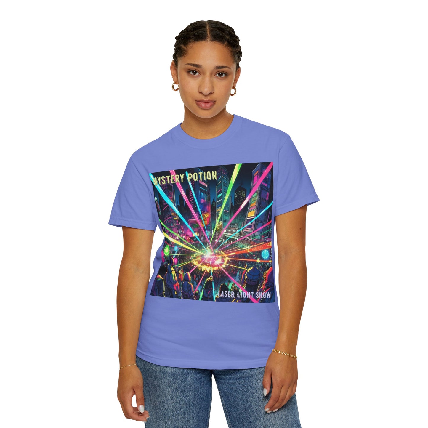Mystery Potion Laser Light Show Tee, Unisex Graphic T-Shirt, Festival Wear, Concert Shirt, Party Outfit, Colorful Apparel