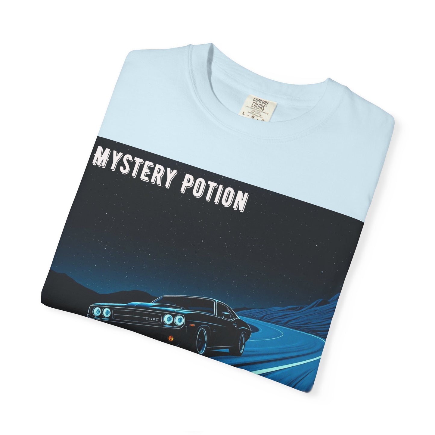 Mystery Potion Muscle Car T-Shirt | Unisex Garment-Dyed Tee, Vintage Car Lover Gift, Perfect for Car Shows, Birthday Gift, Casual Wear