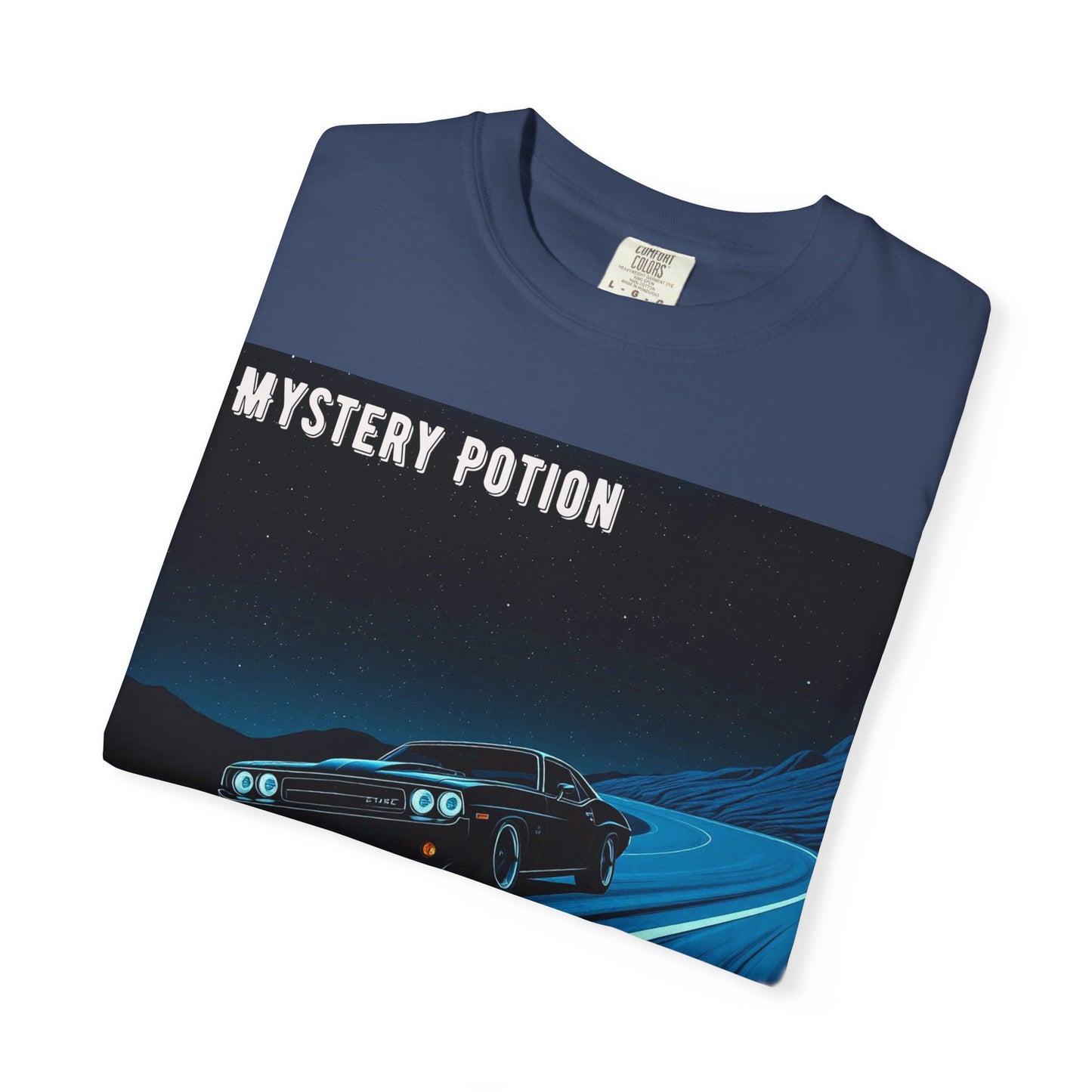 Mystery Potion Muscle Car T-Shirt | Unisex Garment-Dyed Tee, Vintage Car Lover Gift, Perfect for Car Shows, Birthday Gift, Casual Wear