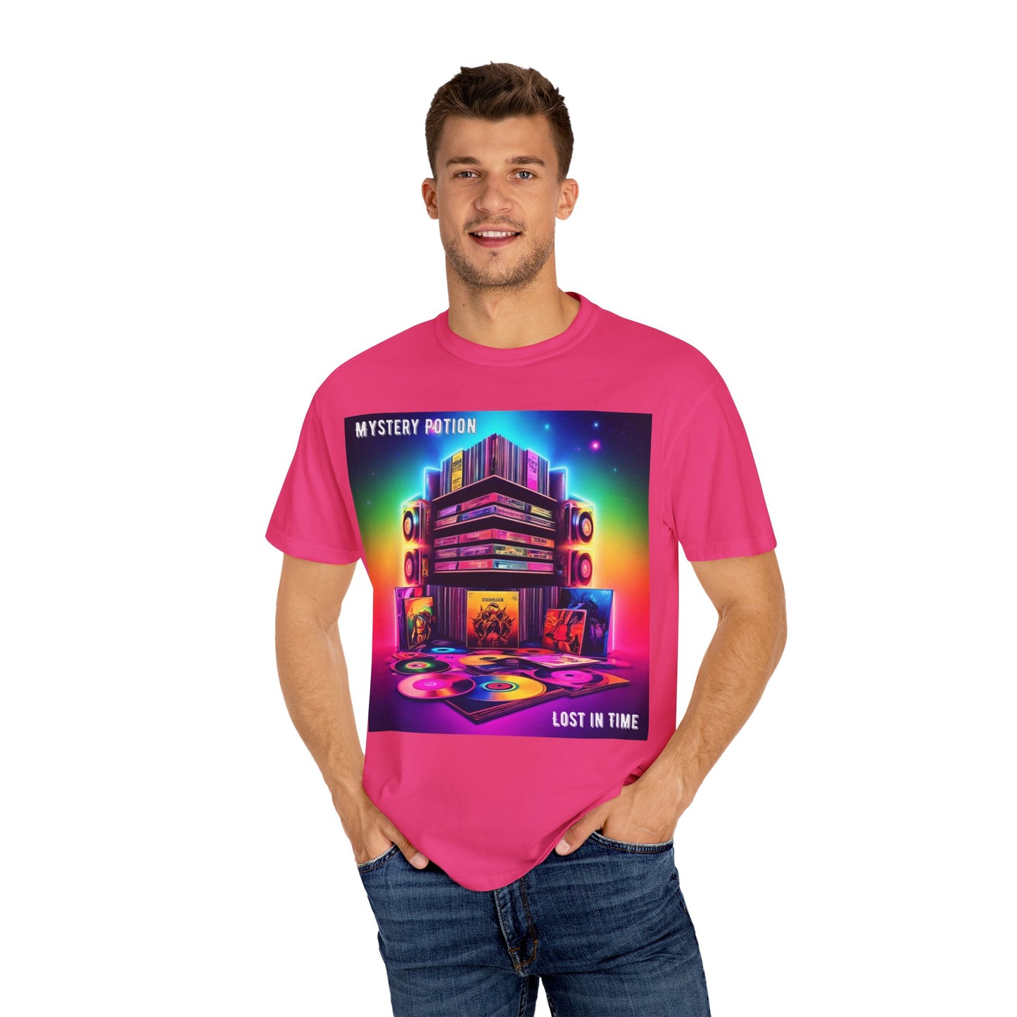 Lost In Time Vintage Vibe T-Shirt - Mystery Potion Graphic Tee, Unisex Casual Wear, Retro Music Lovers, Festival Apparel, Gift Idea