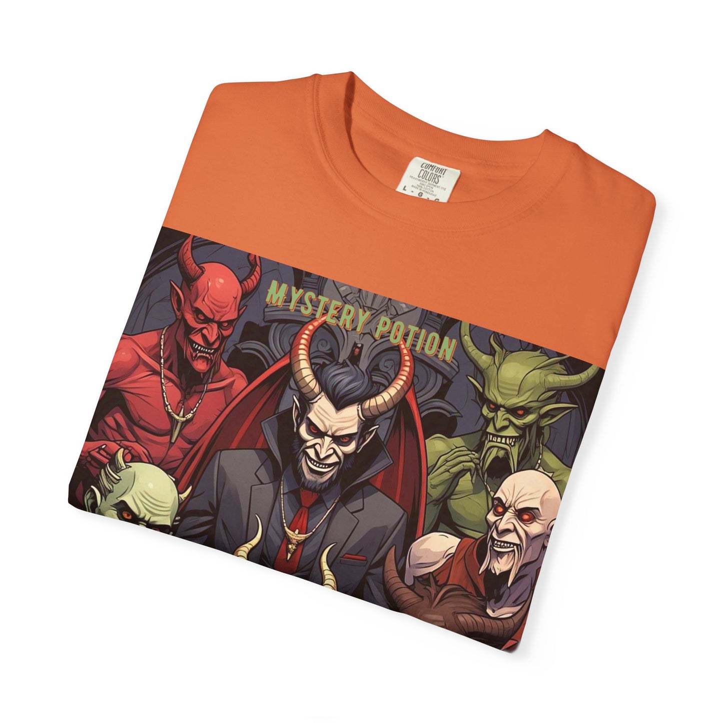 'Lucifer's Legion' by Mystery Potion, Unisex T-Shirt, Devil-Inspired Tee, Halloween Shirt, Comic Book Merch, Gift for Fans