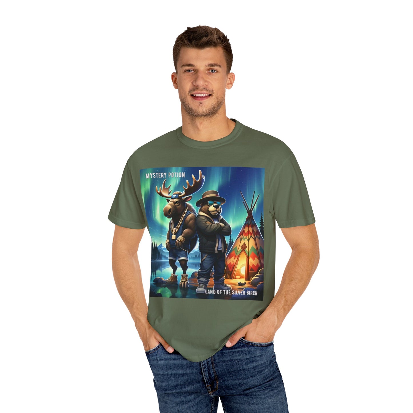 'Land Of The Silver Birch' by Mystery Potion,  Unisex Garment-Dyed T-shirt