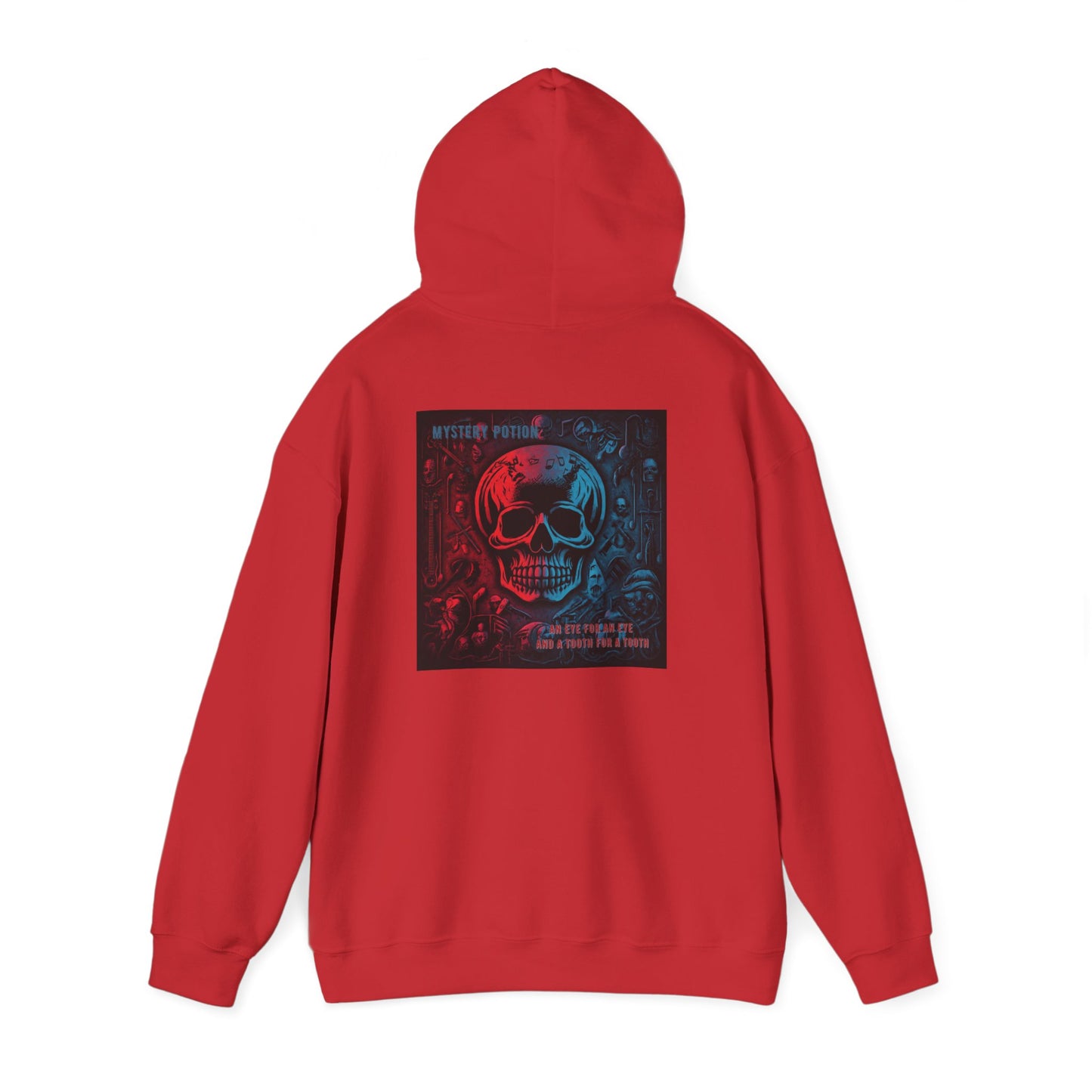 'An Eye For An Eye And A Tooth For A Tooth' by Mystery Potion, Unisex Heavy Blend™ Hooded Sweatshirt, Hoodie Swag For Grebo and Goth Rockers, Punks