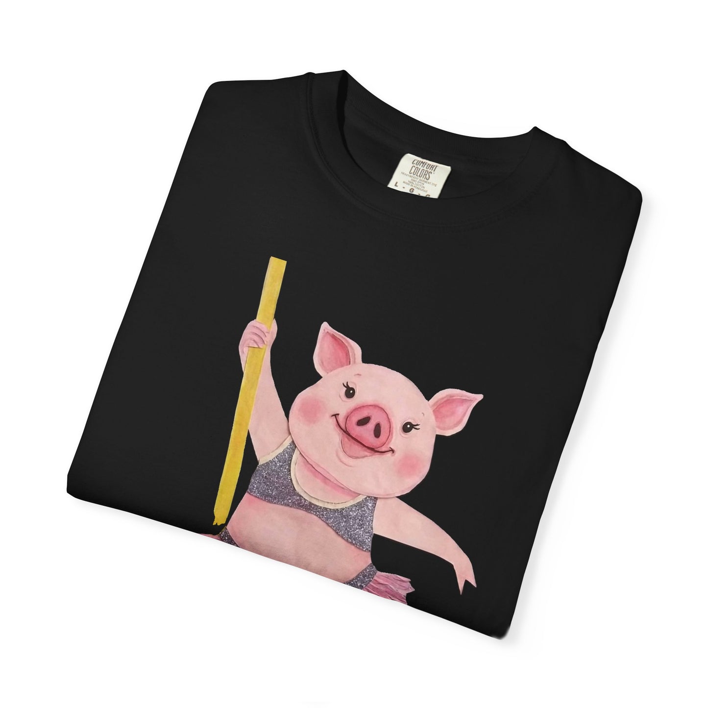 'Playful Pig' T-Shirt, Fun Graphic Tee, Animal Lover Gift, Unique Apparel, Funny T-Shirt, Cute Pig Shirt, Pole-Dancers and Pole Dancing Pig.