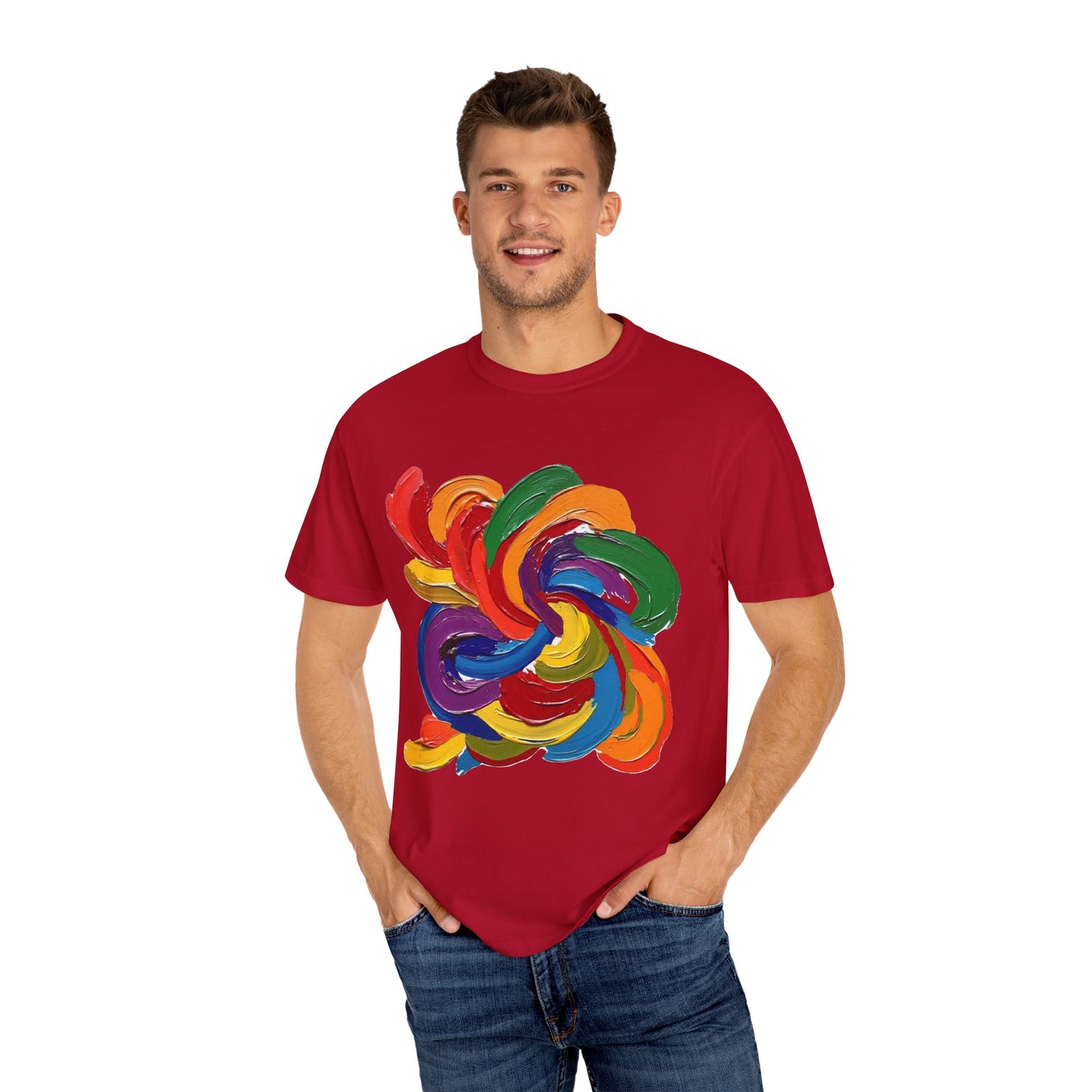 Colorful Swirl Unisex T-Shirt, Vibrant Art Tee, Casual Wear, Gift for Artists, Statement Shirt, Summer Outfit