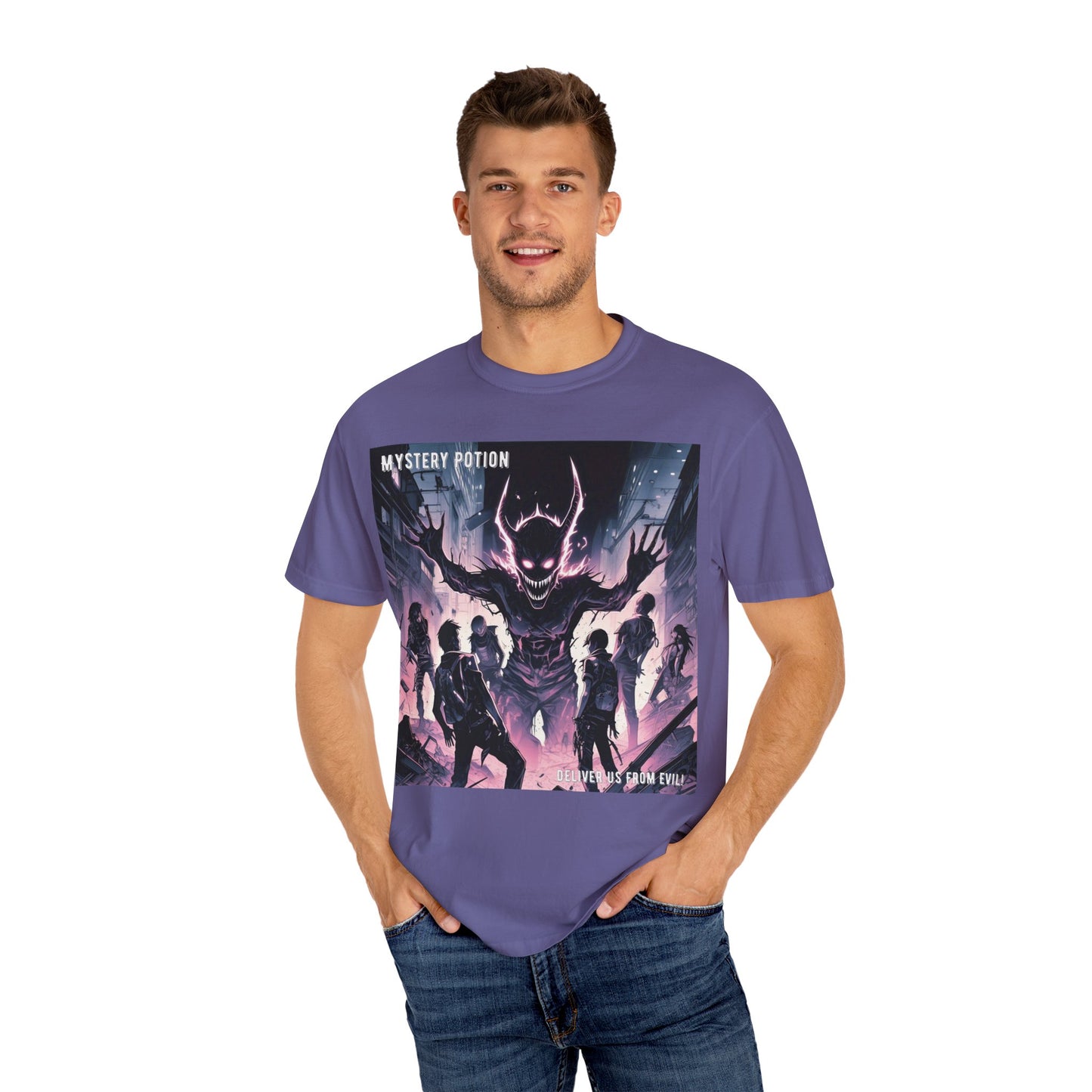 Mystery Potion Evil Satanic Graphic Tee, Unisex T-Shirt for Gamers, Cosplay Costume, Casual Wear, Unique Devilish Gift Idea