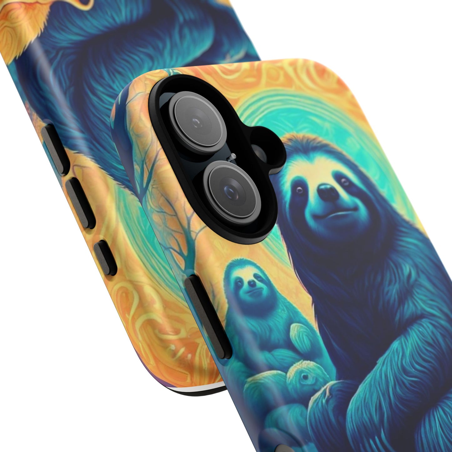 Vibrant Prehistoric Animal Phone Case, Cute Giant Sloth and Mastodon Elephant Design, Unique Gift for Nature Lovers, Colorful Case for Wildlife Enthusiasts