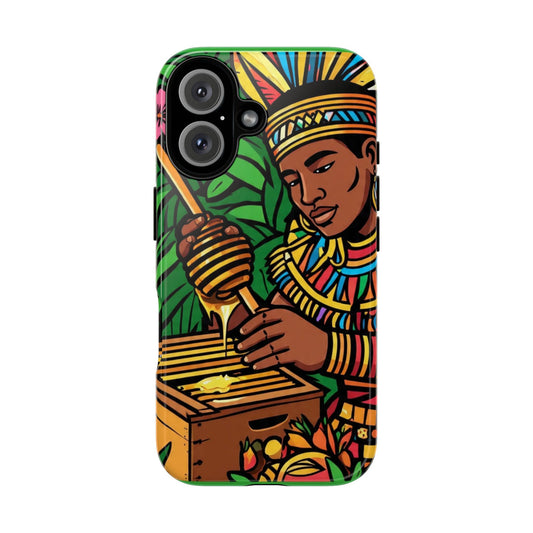 Honey Collecting African Vibrant Phone Case with Artistic Design, Tough Cases, Colorful Mobile Protector, Unique Gift for Her, Nature Lover's Accessory, [...]