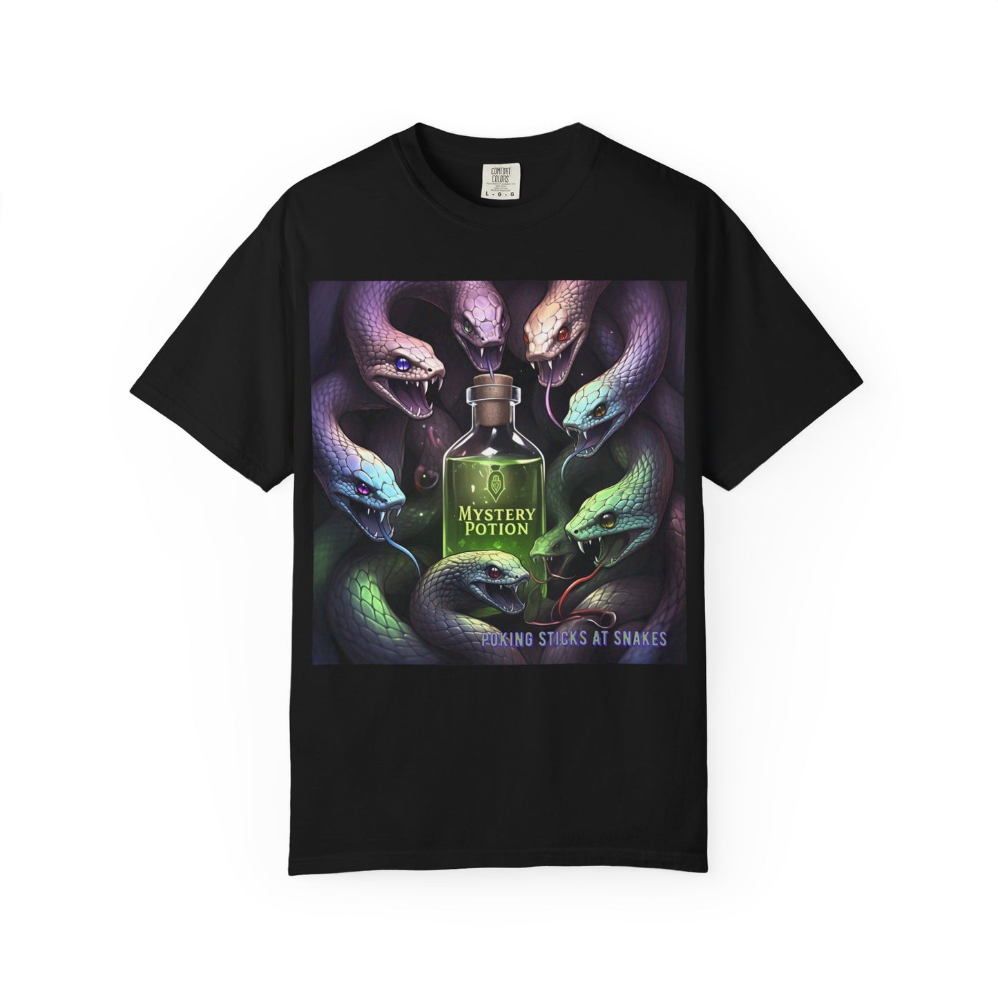 'Poking Sticks At Snakes' by Mystery Potion, Unisex T-shirt | Snakes Design | Perfect for Halloween, Gifts, Cozy Wear, Unique Apparel, Vintage Vibe