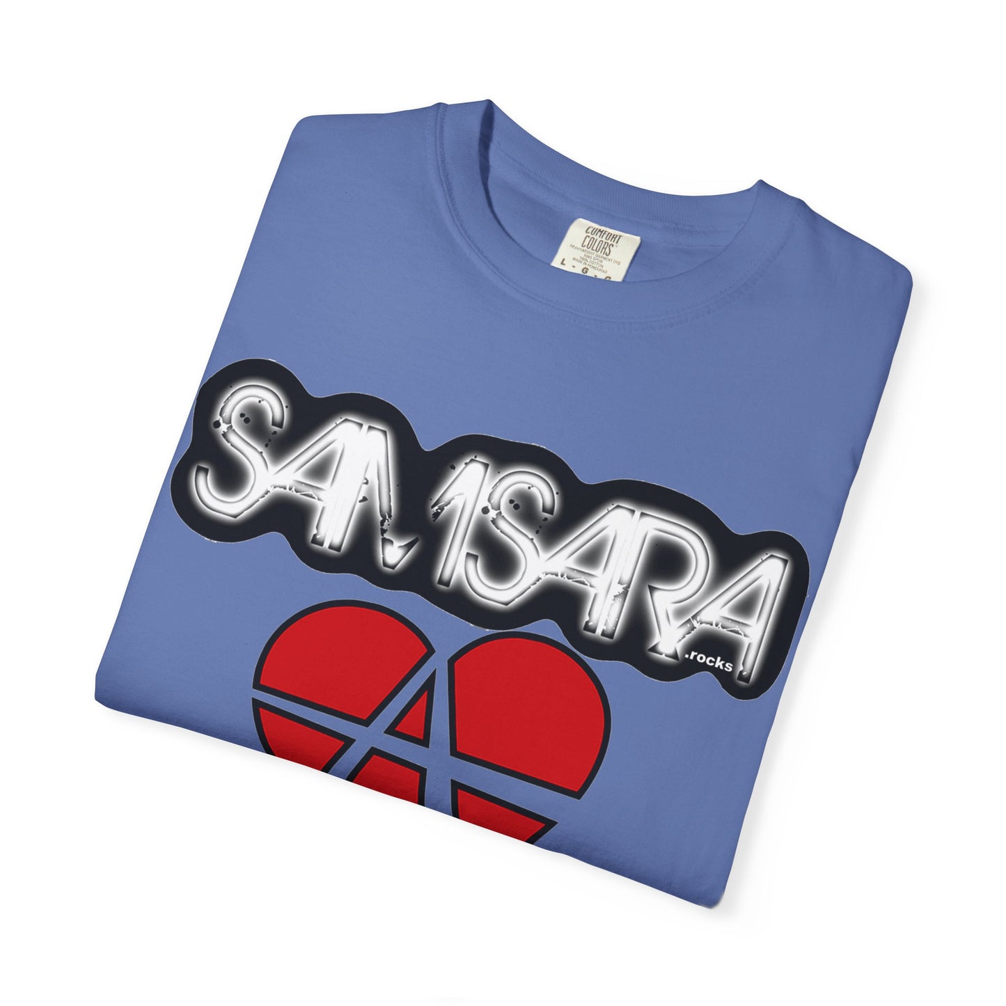 'Samsara Rocks' Logo, Love and Anarchy Graphic Tee | Unisex Garment-Dyed T-Shirt, Casual Fashion, Heart Design, Streetwear, Gift for Him/Her